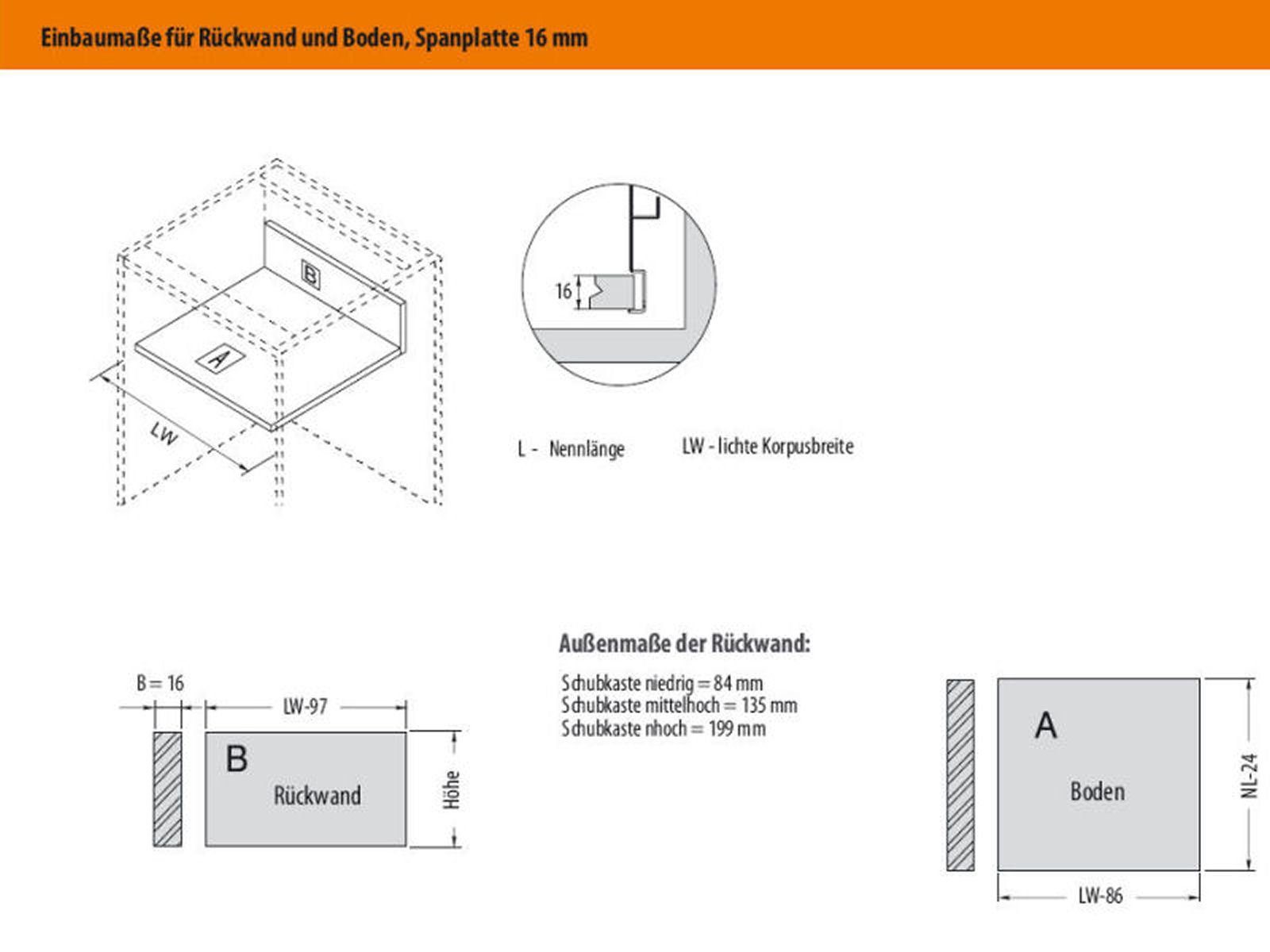 SO-TECH® Schubkasten Schubladensystem Modern Box Zargenhöhe 199 mm, Nennlänge 250-550 mm Soft-Close weiß – Bild 4 von 5