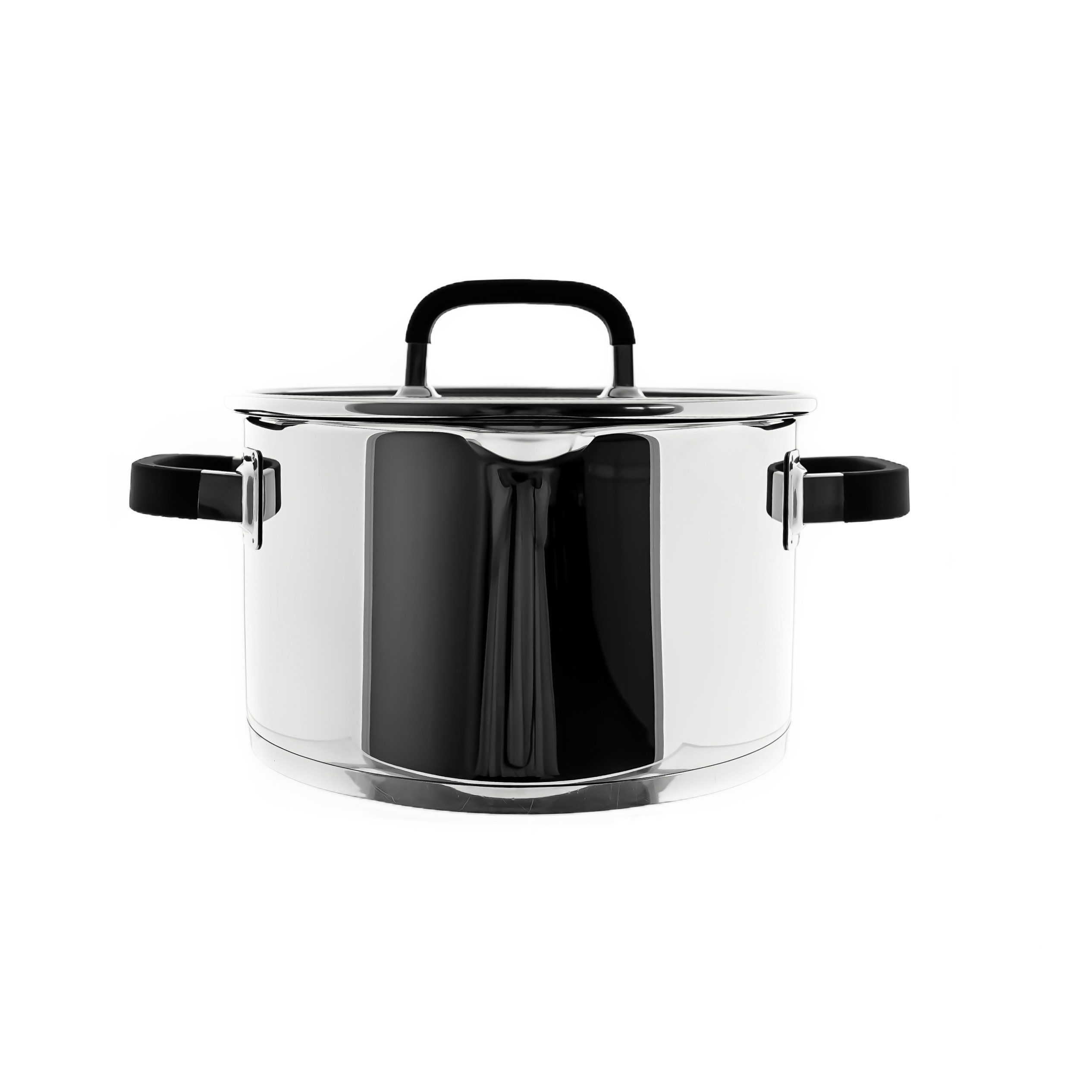 Almina Kochtopf Hochwertiges Kochtopf aus Edelstahl mit Silikongriff und Glasdeckel