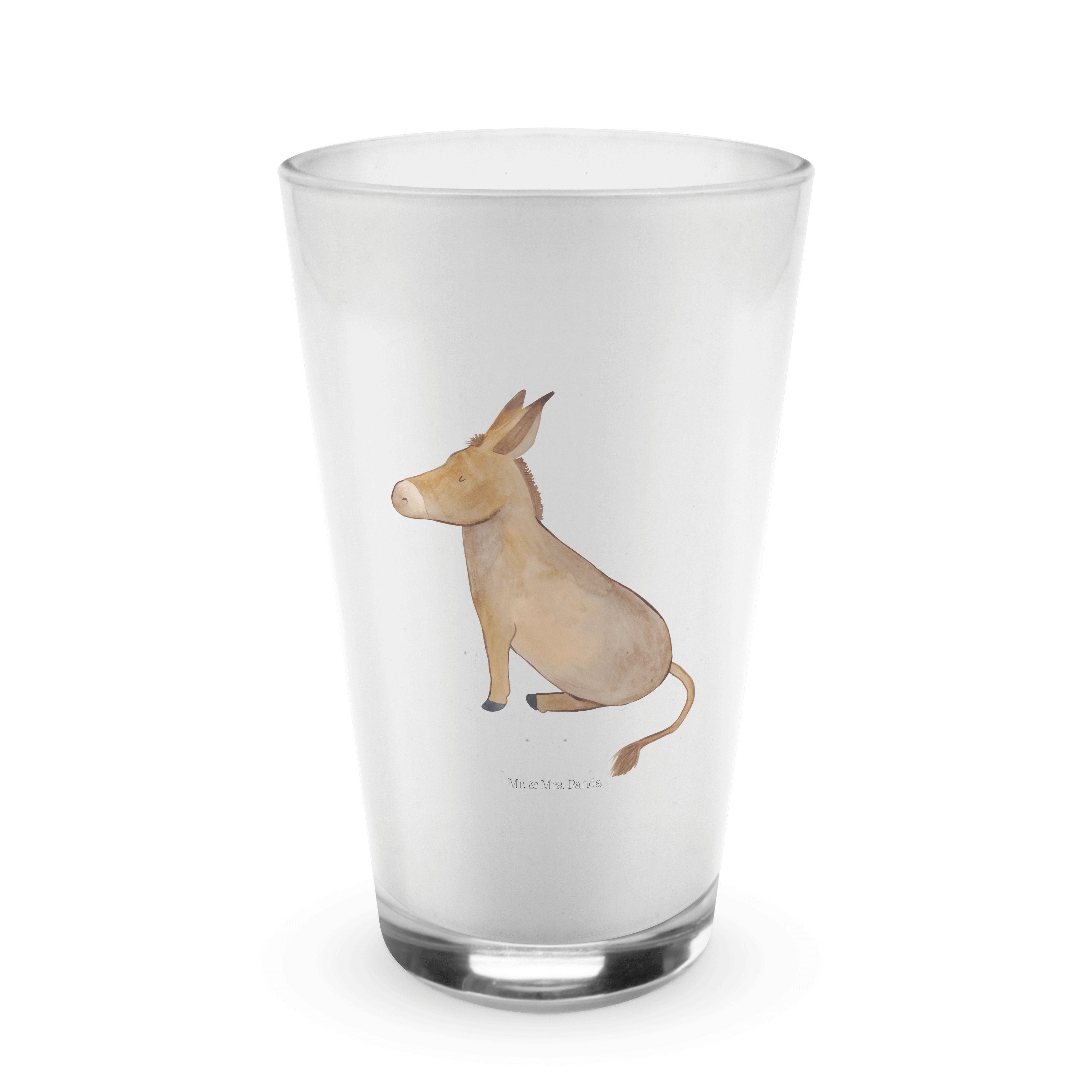 Mr. & Mrs. Panda Glas Esel - Transparent - Geschenk, tapferkeit, Tiermotive, Cappuccino Gla, Premium Glas