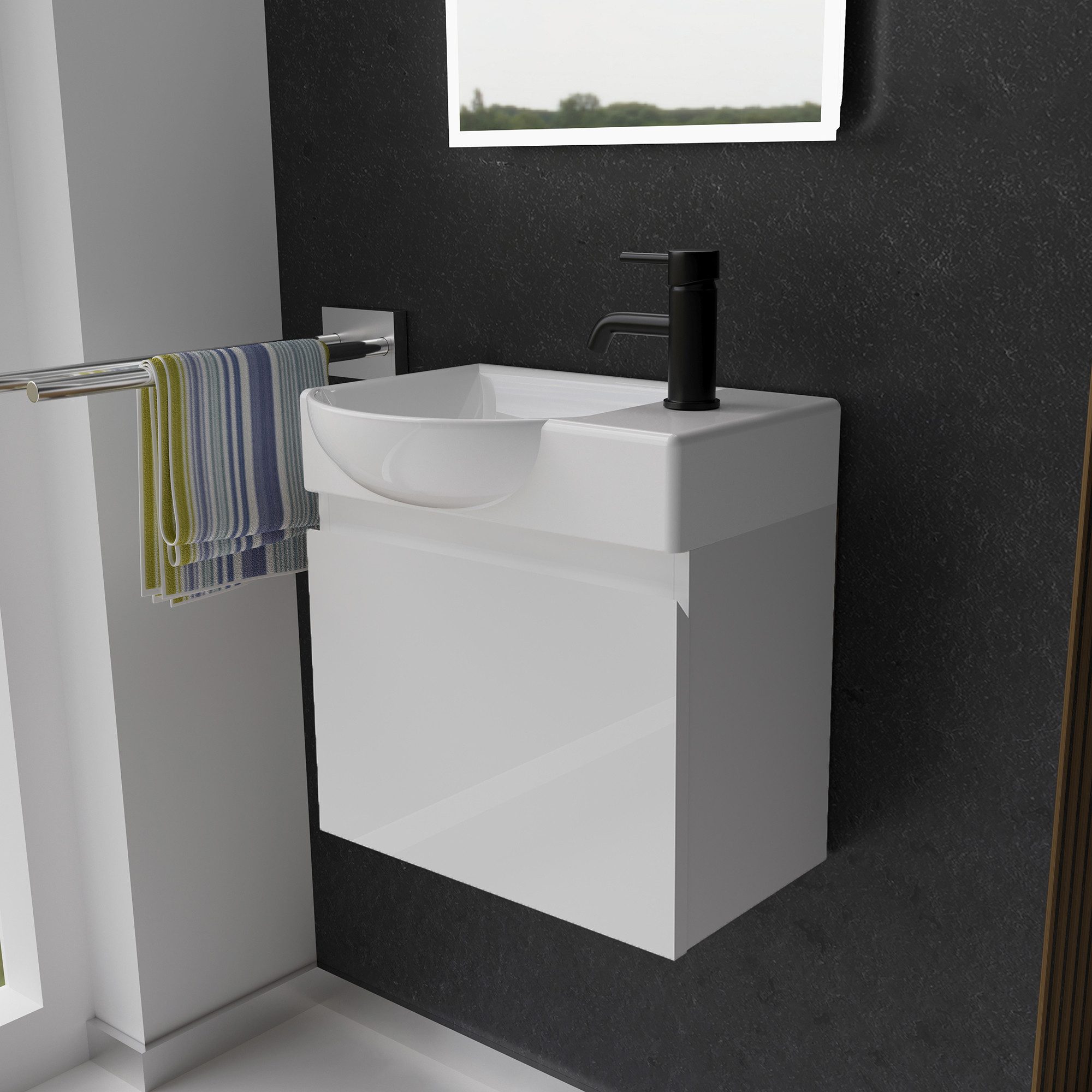 Alpenberger Badmöbel-Set - Gäste WC Waschbecken günstig online kaufen