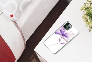 MuchoWow Handyhülle Blumen - Aquarell - Lila, Handyhülle Apple iPhone 11 Pro Max, Smartphone-Bumper, Print, Handy