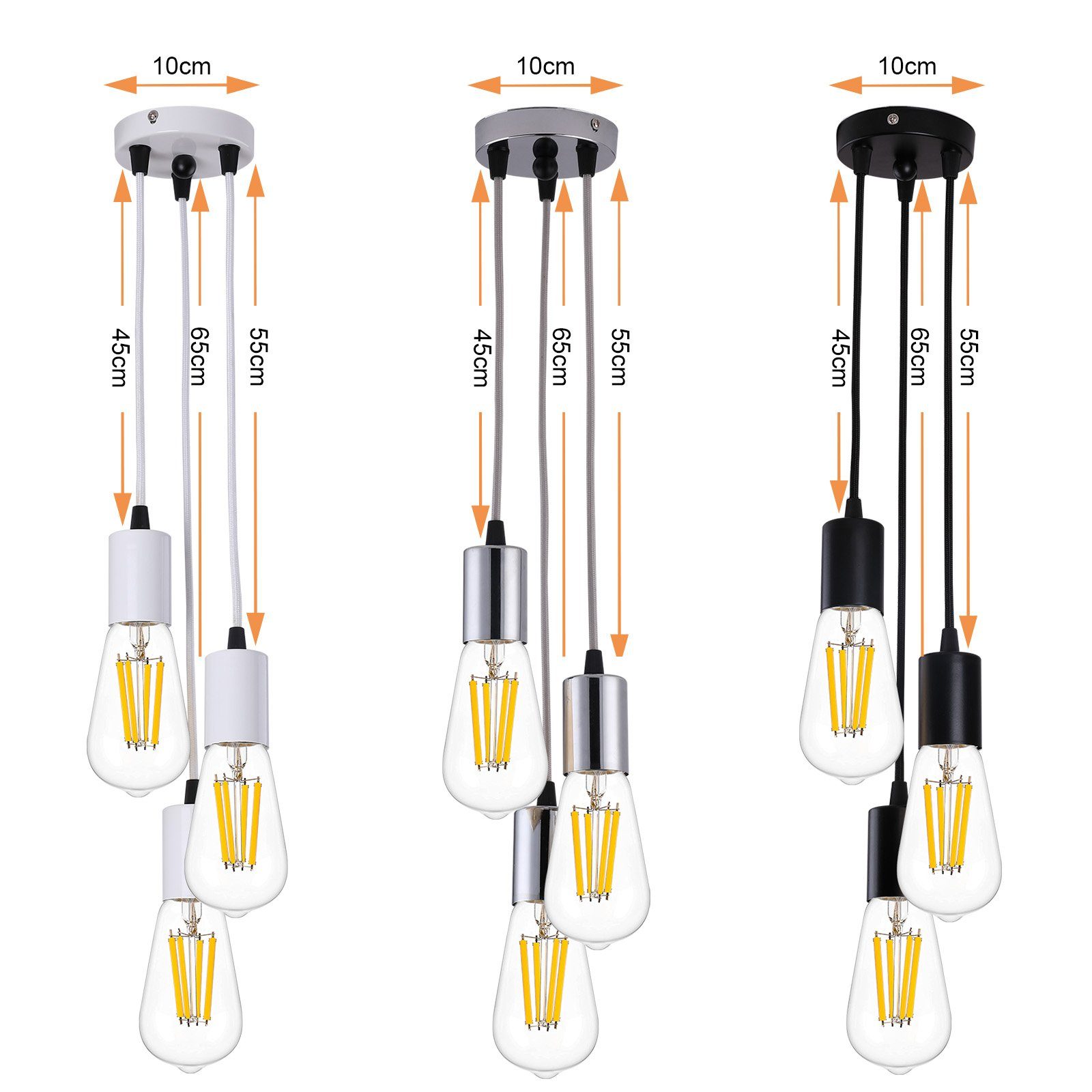 MUPOO LED Pendelleuchte LED 3 flammige Pendelleuchte Industrial für Esszimm günstig online kaufen