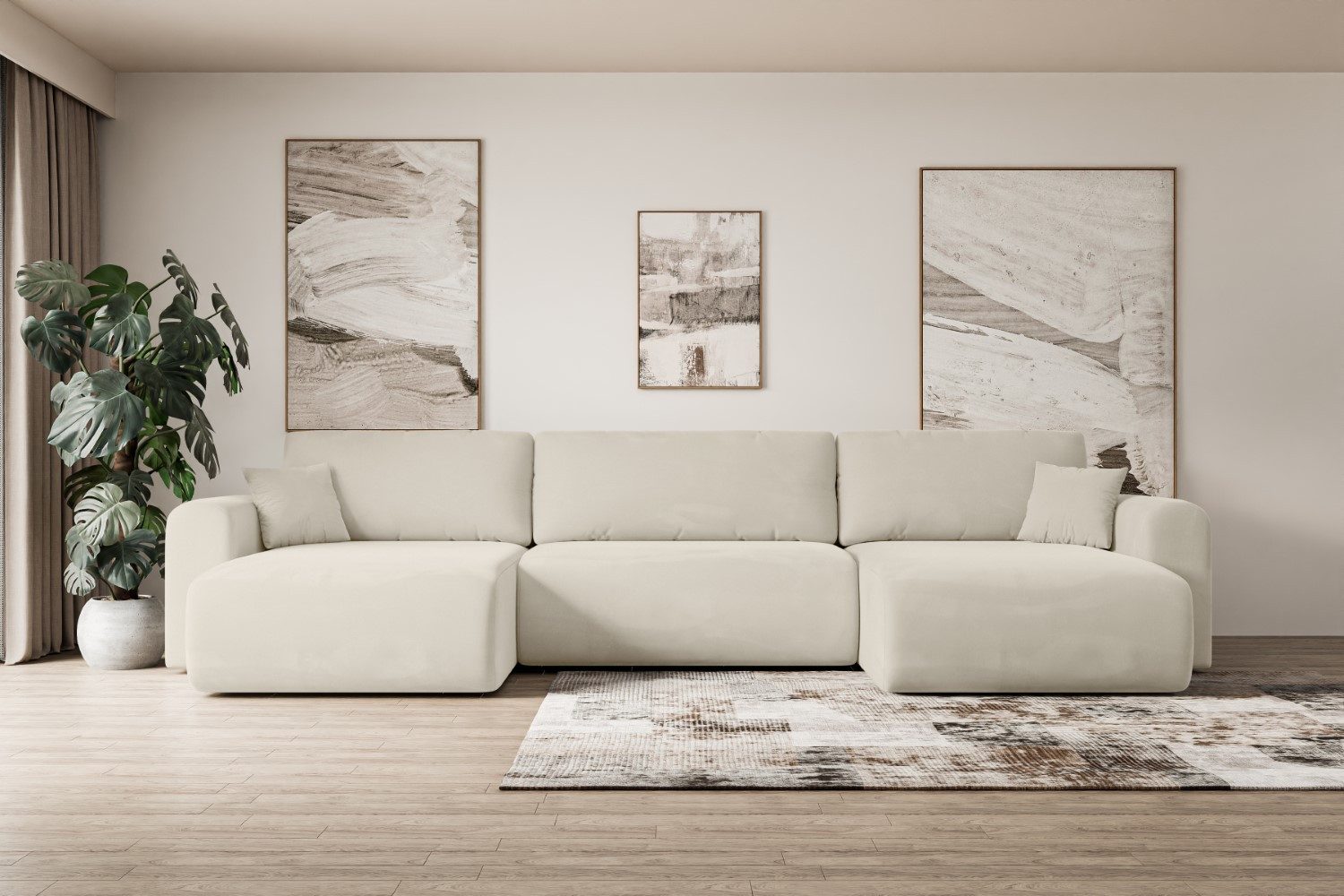 ALTDECOR Wohnlandschaft ORRO-U, Couch mit Schlaffunktion, Wohnzimmer - Wohnlandschaft, Corner Sofa Bett Eckcouch Couch L-Form Schlafcouch Ausziehbar