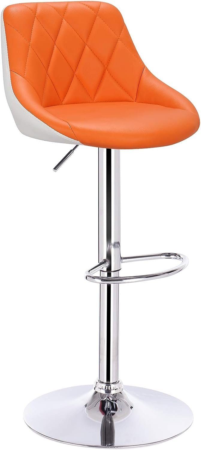 Woltu Drehhocker (4 St), drehbar Barhocker 2 farbig Orange+weiß Kunstleder aus Sitzfläche