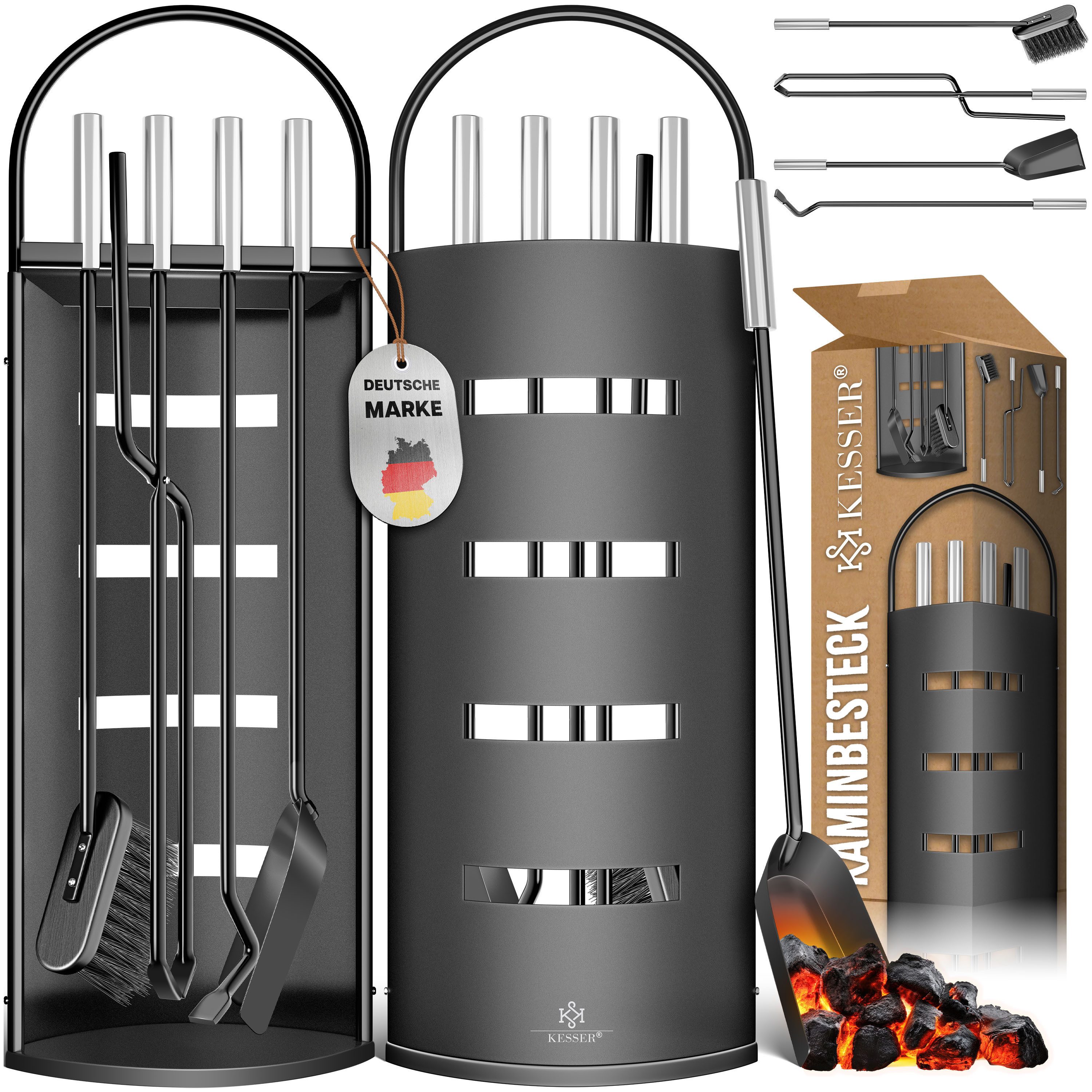 KESSER Kamingarnitur Kaminzubehör 5-teiliges Kaminbesteck Set günstig online kaufen