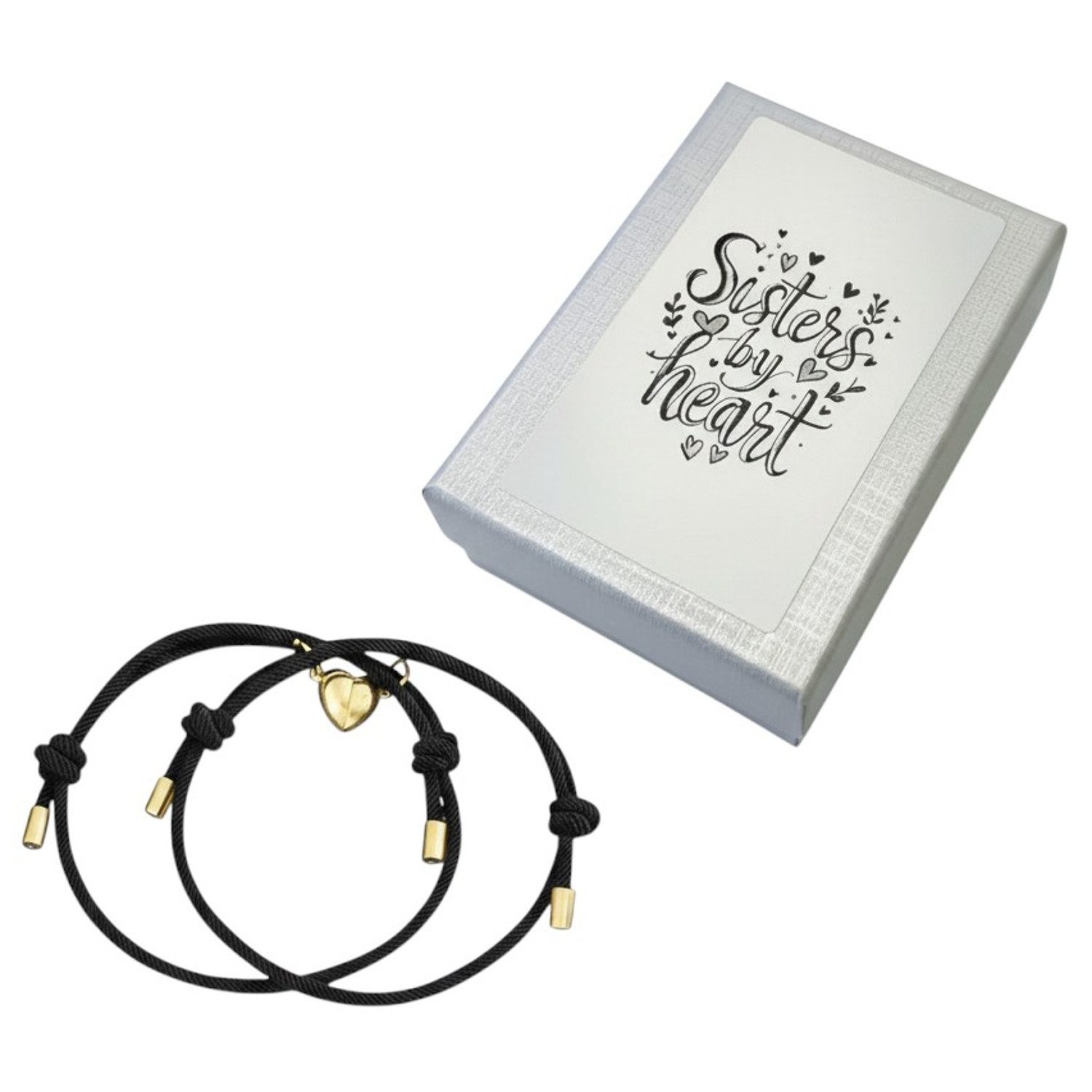 KARMA Armband Set Damen Sisters by Heart Herz Textil modern Schwarz Gold (D günstig online kaufen
