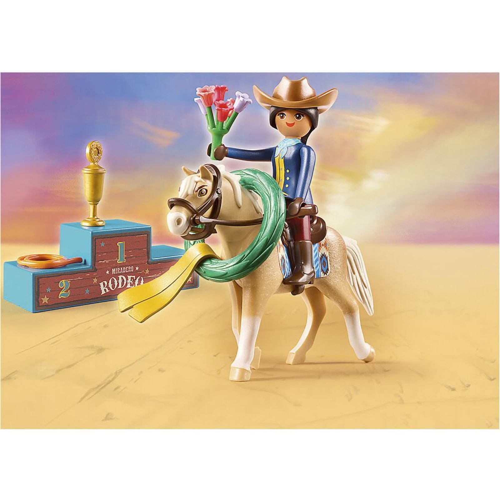 Playmobil® Spielfigur Playmobil Figur 70697 Rodeo-Pru mit Pferd und Zubehör Spielzeug Spaß