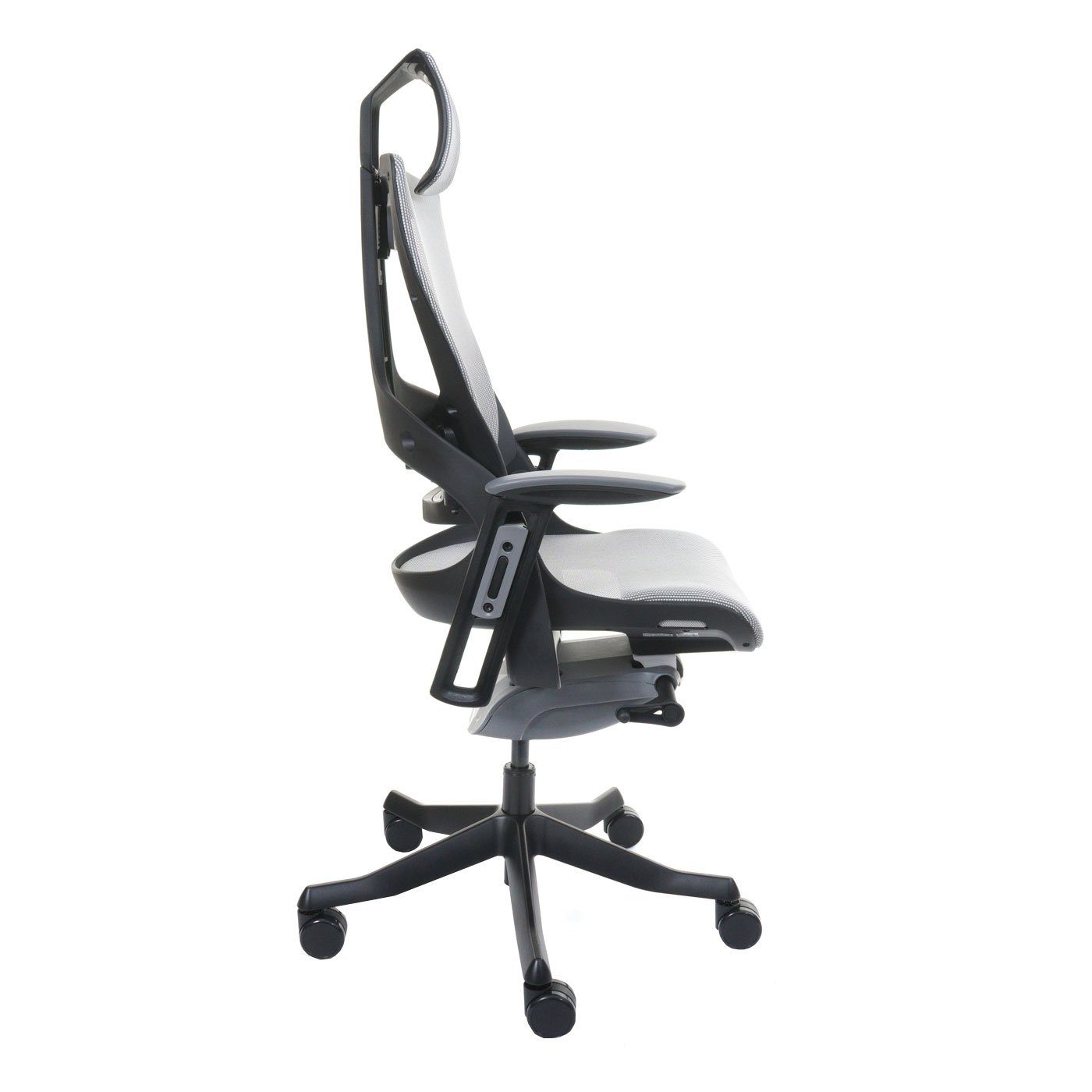 MCW Schreibtischstuhl Adelaide, Höhenverstellbare weiß-grau | für Luftzirkulation Rückenlehne, Netzbespannung schwarz/grau