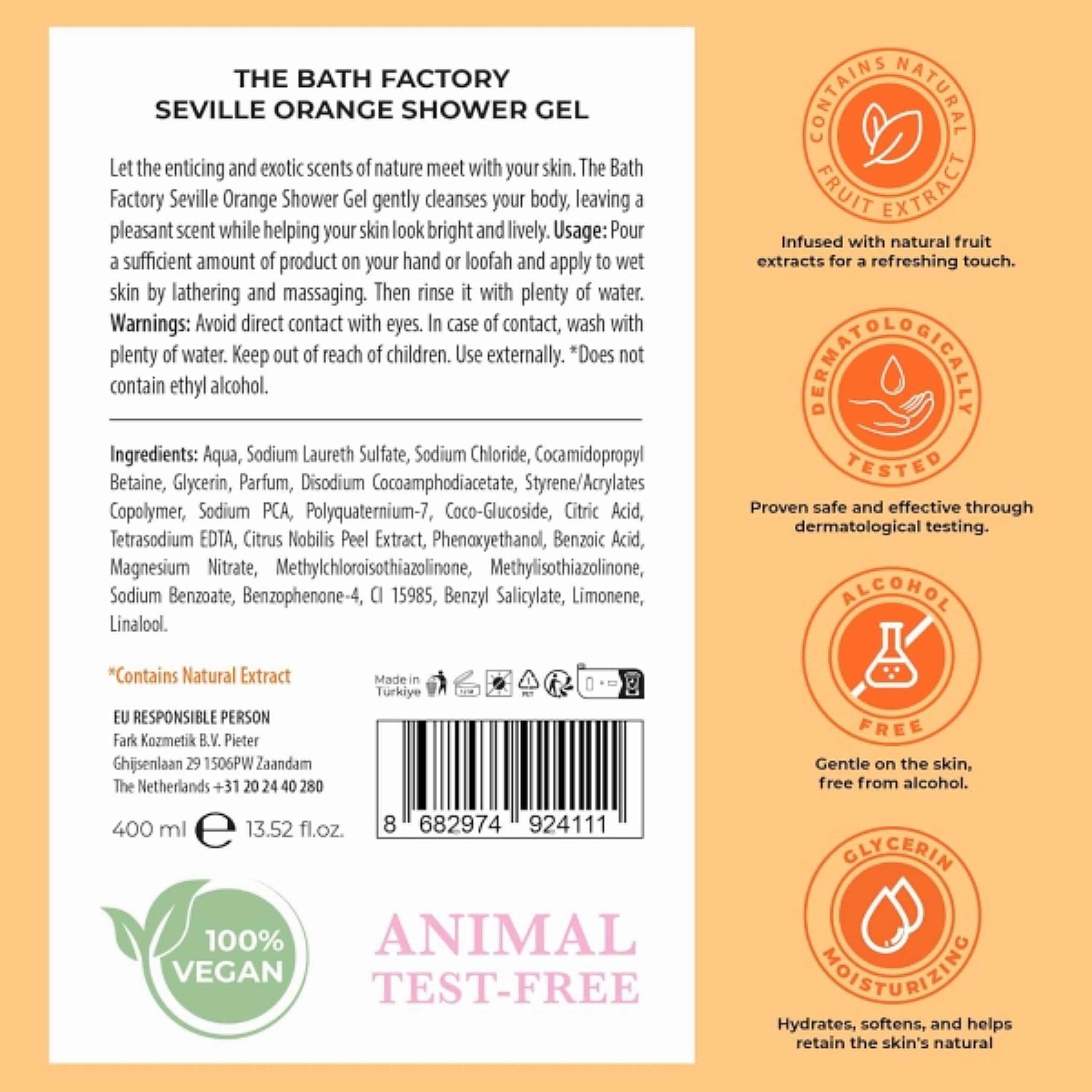 The Bath Factory Duschgel Seville Orange Duschgel – Belebende Frische mit exotischem Zitrusduft