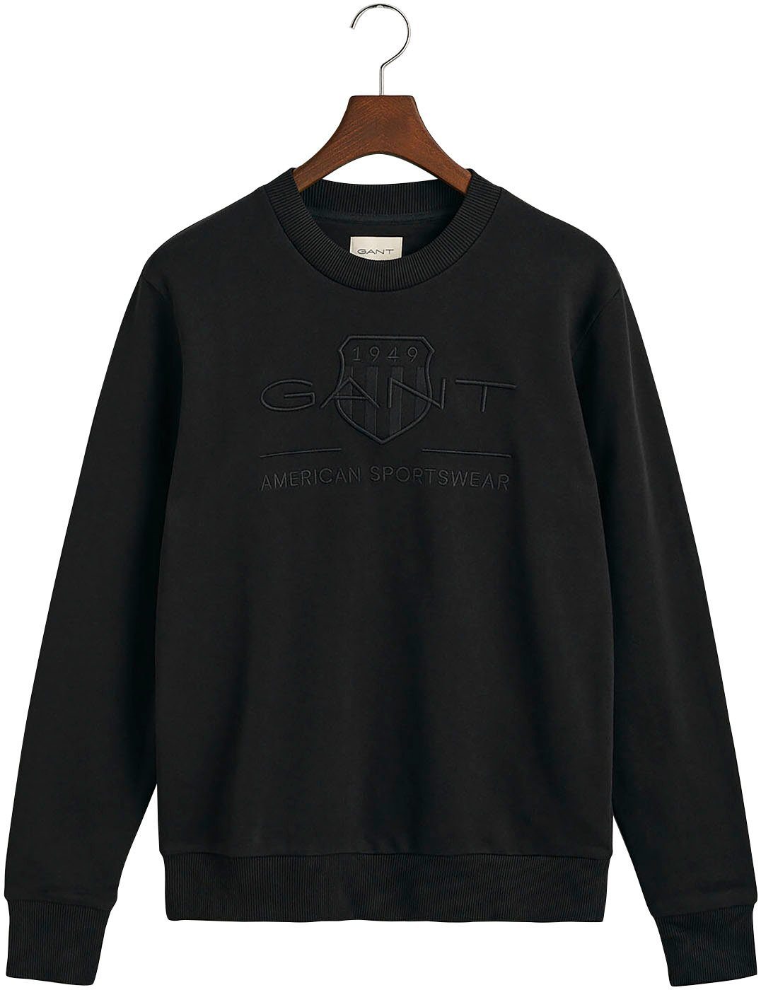 Gant auf ARCHIVE der Brust C-NECK BLACK D1. Logostickerei mit Sweatshirt TONAL SHIELD