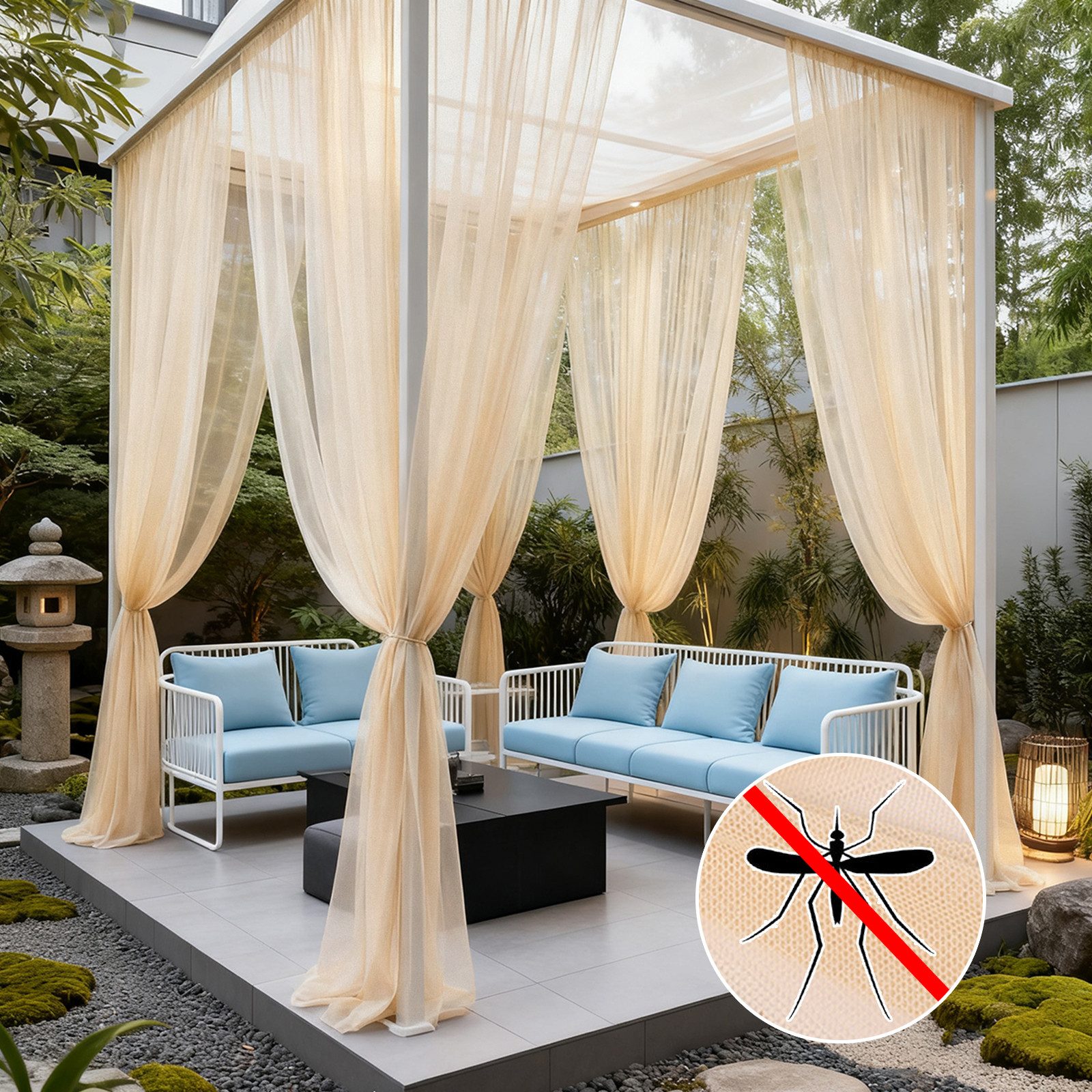 Sunicol Moskitonetz Outdoor Vorhang, Moskitonetz für Pavillon, fliegengitter Transparent (1 St), Gardinen DIY Sichtschutz Sonnenschutz für Balkon Terrassen