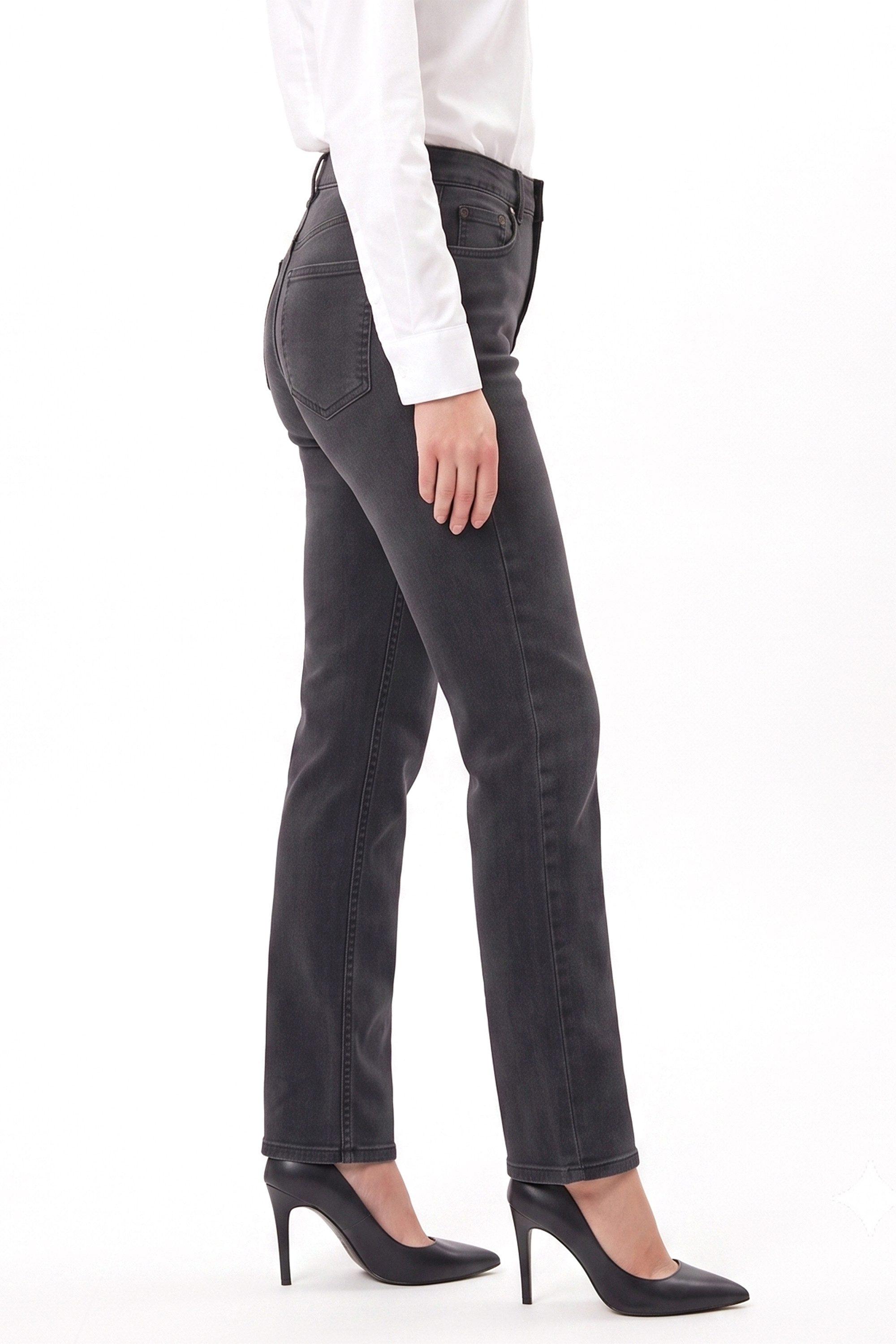 ESRA Straight-Jeans High Waist Damen Jeans Stretch Hose aus superweicher Baumwolle Straight Jeans Damen Stretch Jeanshose High Waist bis Große Größe