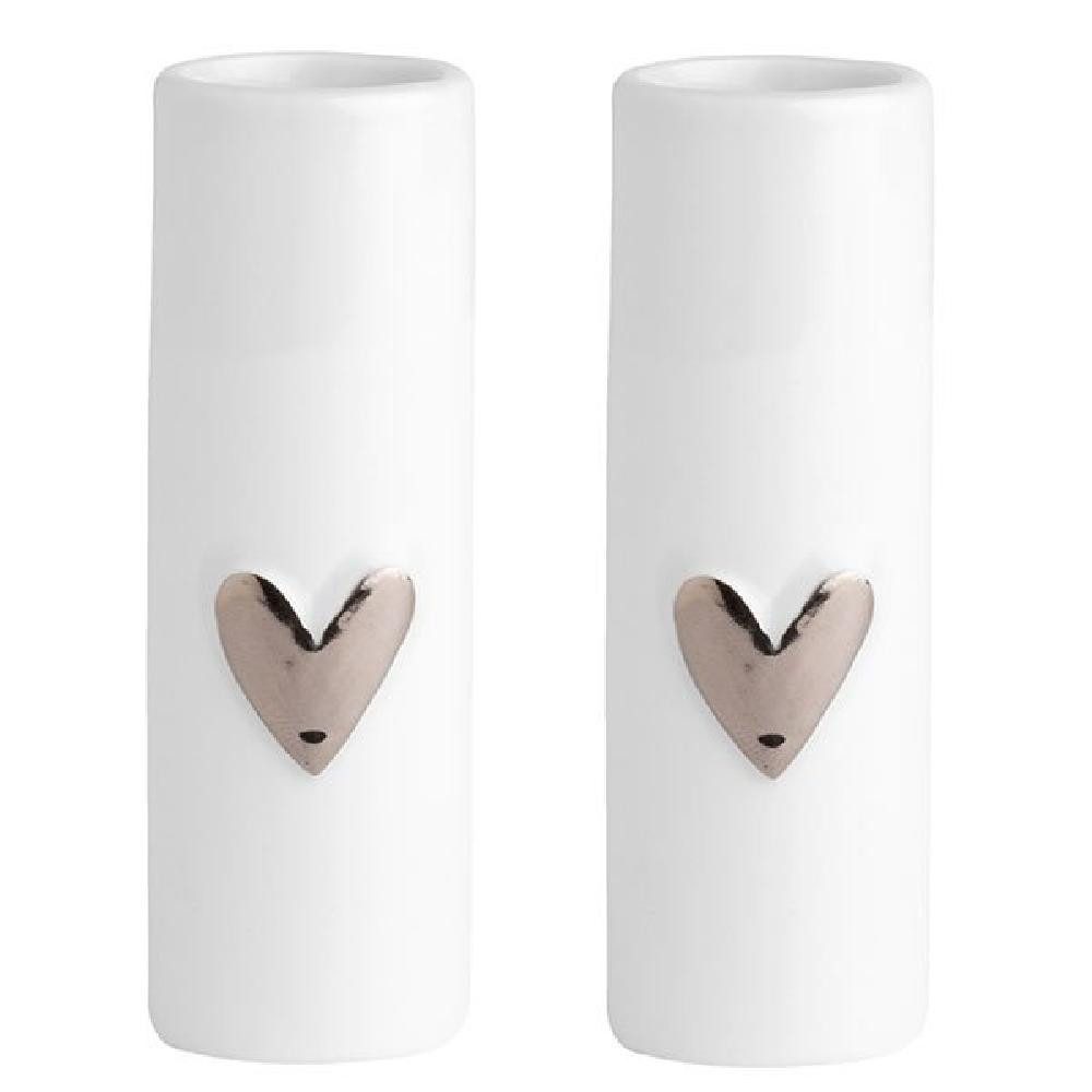 Räder Dekovase Design Vase Herz Silber Mini (3,5x9cm) (2-teilig)