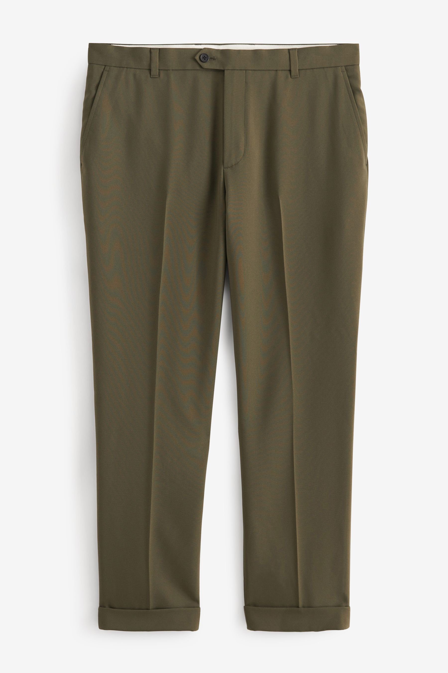 Next Stoffhose Anzughose ohne Bundfalten - weites Bein (1-tlg) Khaki Green