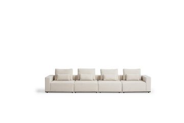 JVmoebel Big-Sofa Weißer Sechssitzer Luxus Textil Sofas Wohnzimmer Moderne, 4 Teile, Made in Europe