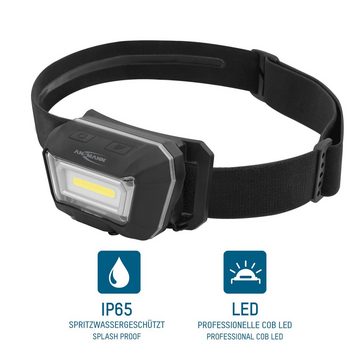 ANSMANN AG LED Stirnlampe Akku LED Kopflampe - Profi LED Stirnlampe mit 300 Lumen - IP65 Schutz