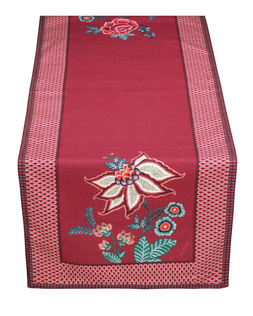 PiP Studio Tischdecke Flower Festival Tischläufer dark pink 50 x 150 cm