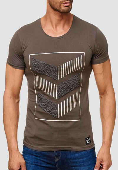 Egomaxx T-Shirt T Shirt 3D Print Short Sleeve Shirt H2160 (1-tlg) 2160 in Olive