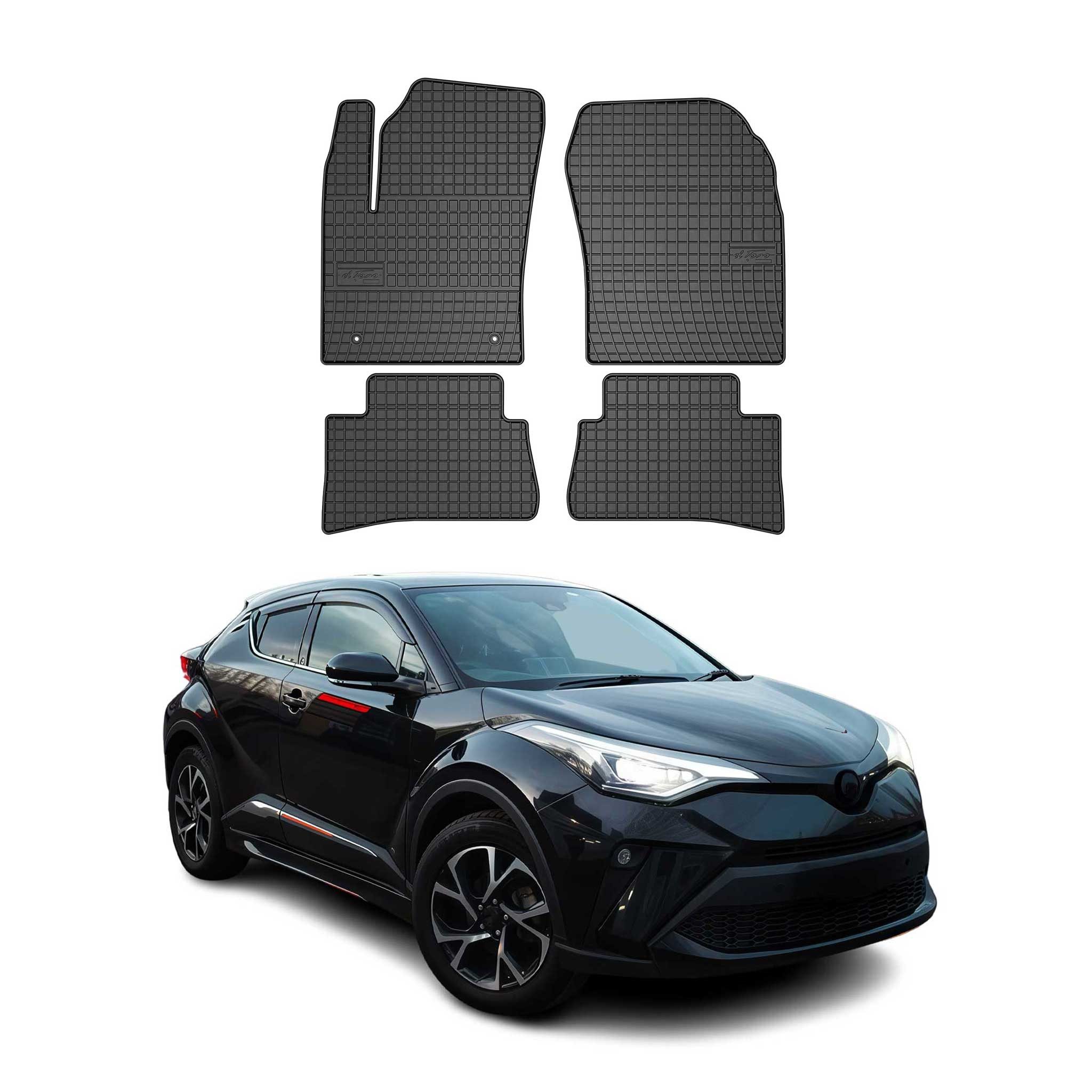 Auto-Fußmatten für Toyota C-HR AX10 2016-2023 Gummimatten Schwarz 4x