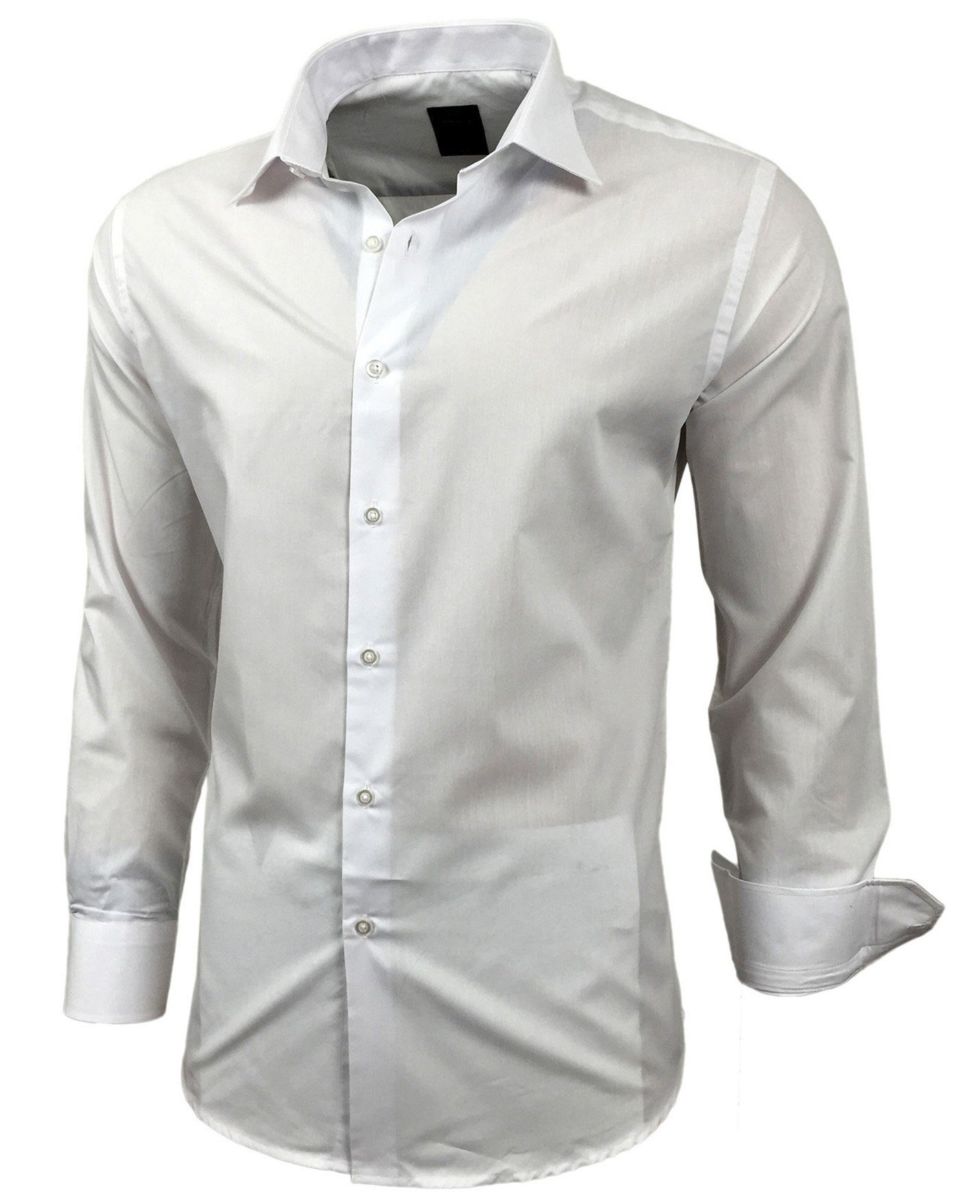 Baxboy Langarmhemd Kentkragen Businesshemd Slim Fit Hemd mit farblich abgesetzten B-444