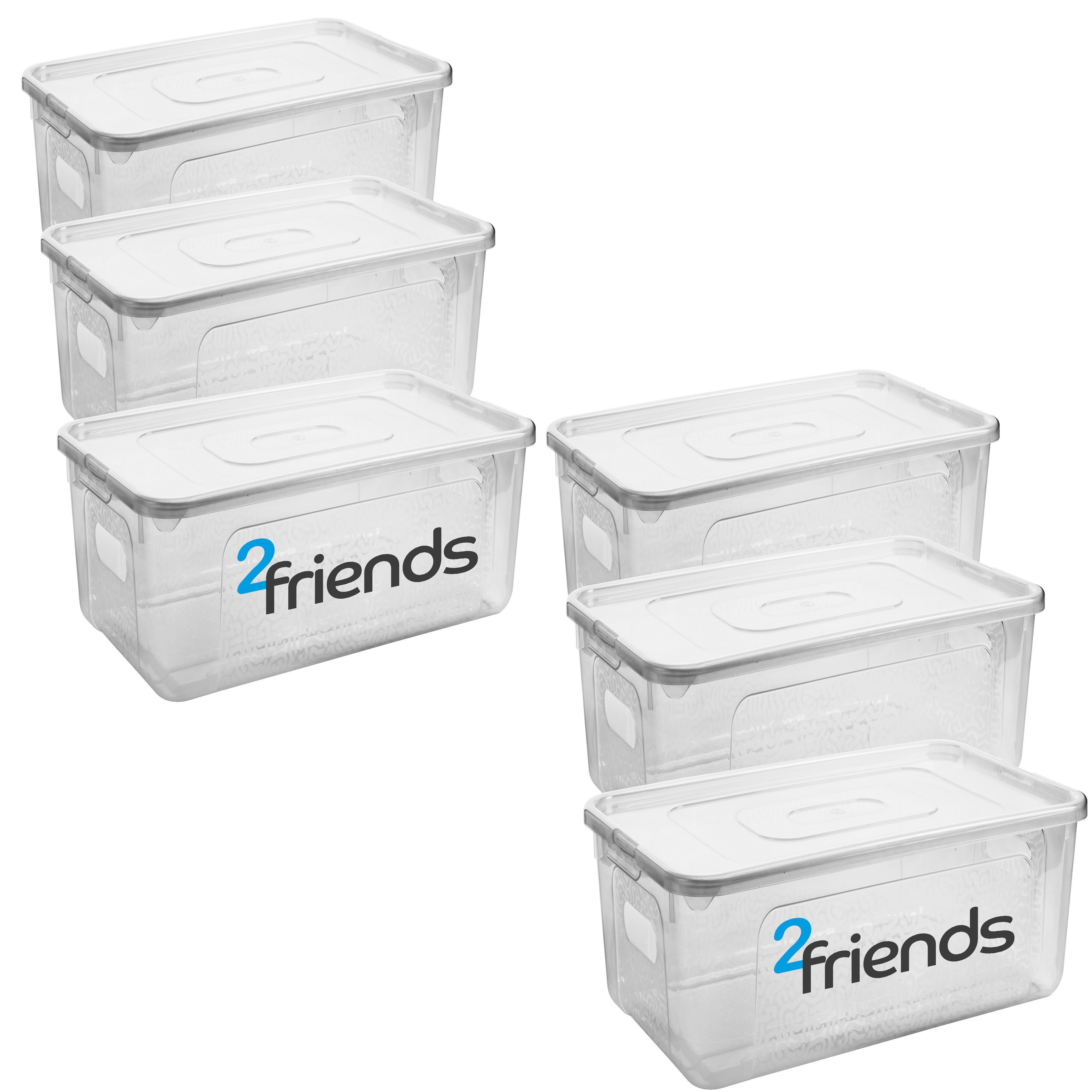 Centi Aufbewahrungsbox Aufbewahrungsboxen mit Deckel, Boxen Aufbewahrung, (Spar Set, 6 St., H20 cm x B39 cm x T26 cm 17 Liter), Kisten Aufbewahrung mit Deckel und Strukturdesign