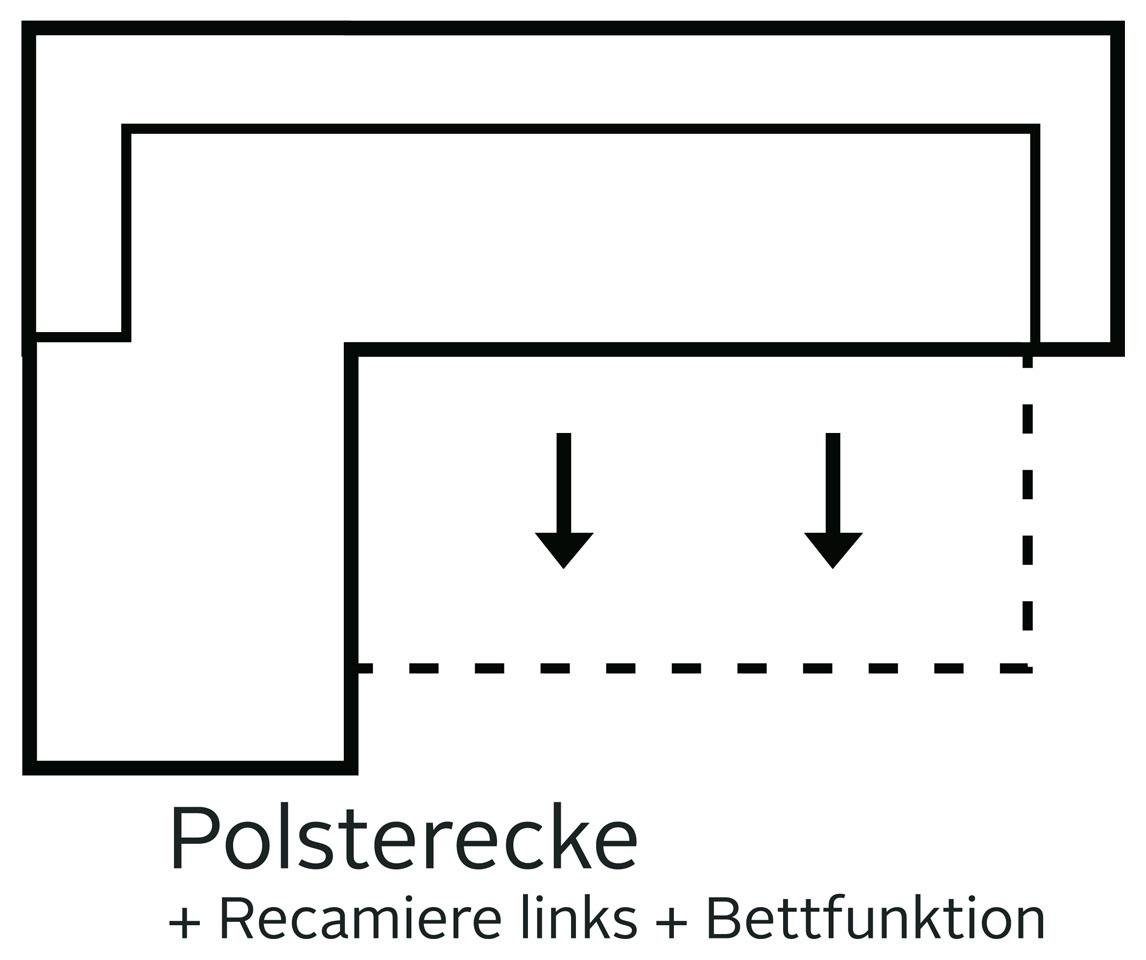 OTTO home Ecksofa Sapporo L-Form, wahlweise Schlaffunktion oder Sitztiefenverstellung, Federkern