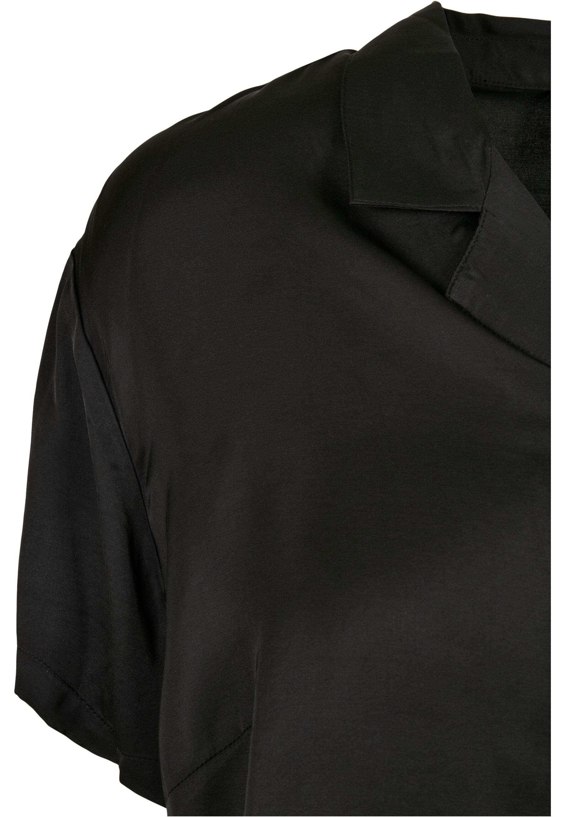 Schwarz Langarmhemd CLASSICS URBAN Satin Ladies Damen Resort Shirt Viscose (1-tlg)