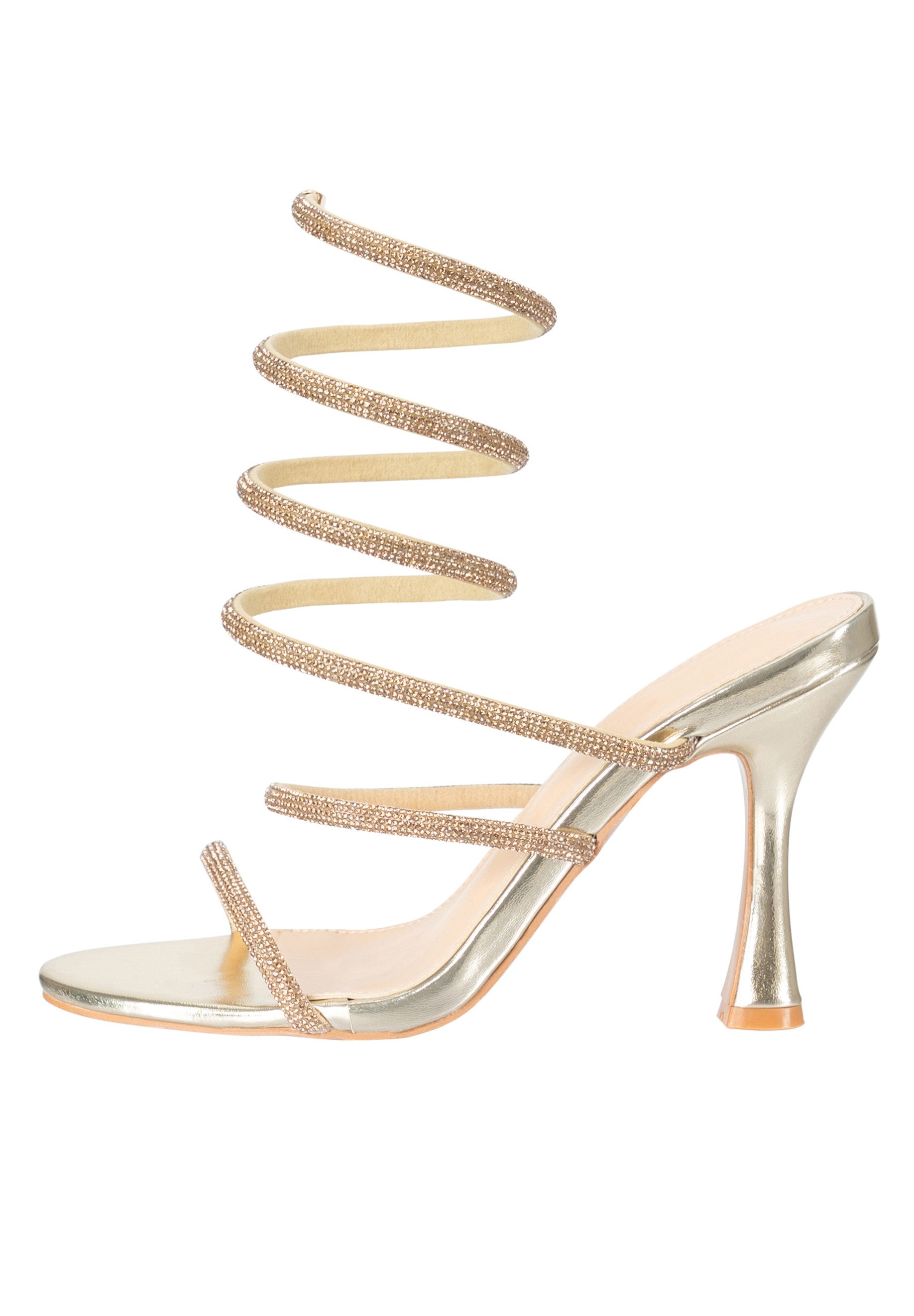 Day Vine Damen Strass High-Heels mit Spiralriemen und hohem Absatz Sandalette