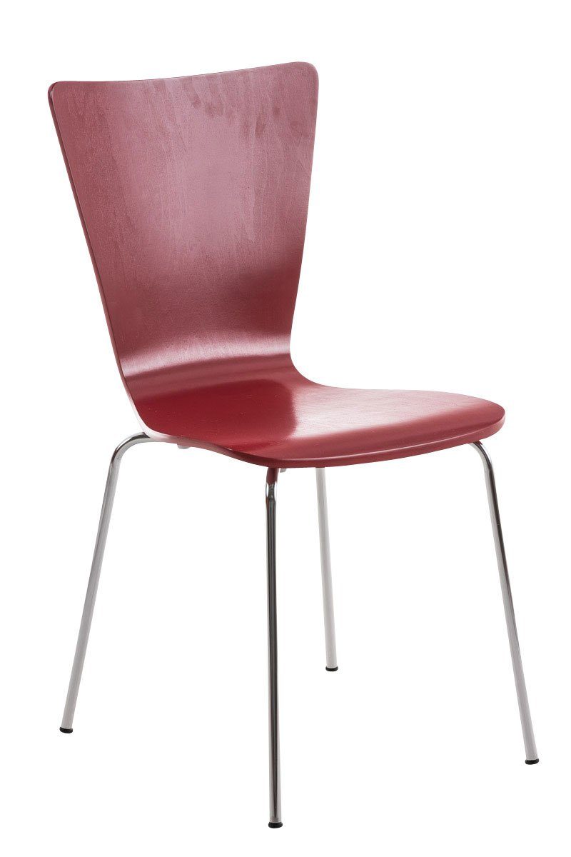 CLP Besucherstuhl Aaron, Metall, ergonomisch geformter Holzsitz rot | Stühle