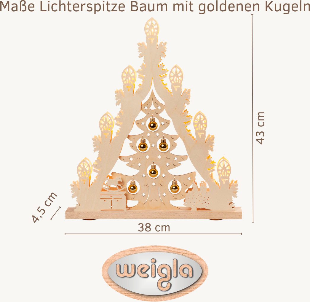 Weigla LED Lichterbogen Weihnachtsbaum mit Kugeln, Made in Germany (1-tlg), Lichterspitze, 7-flammig
