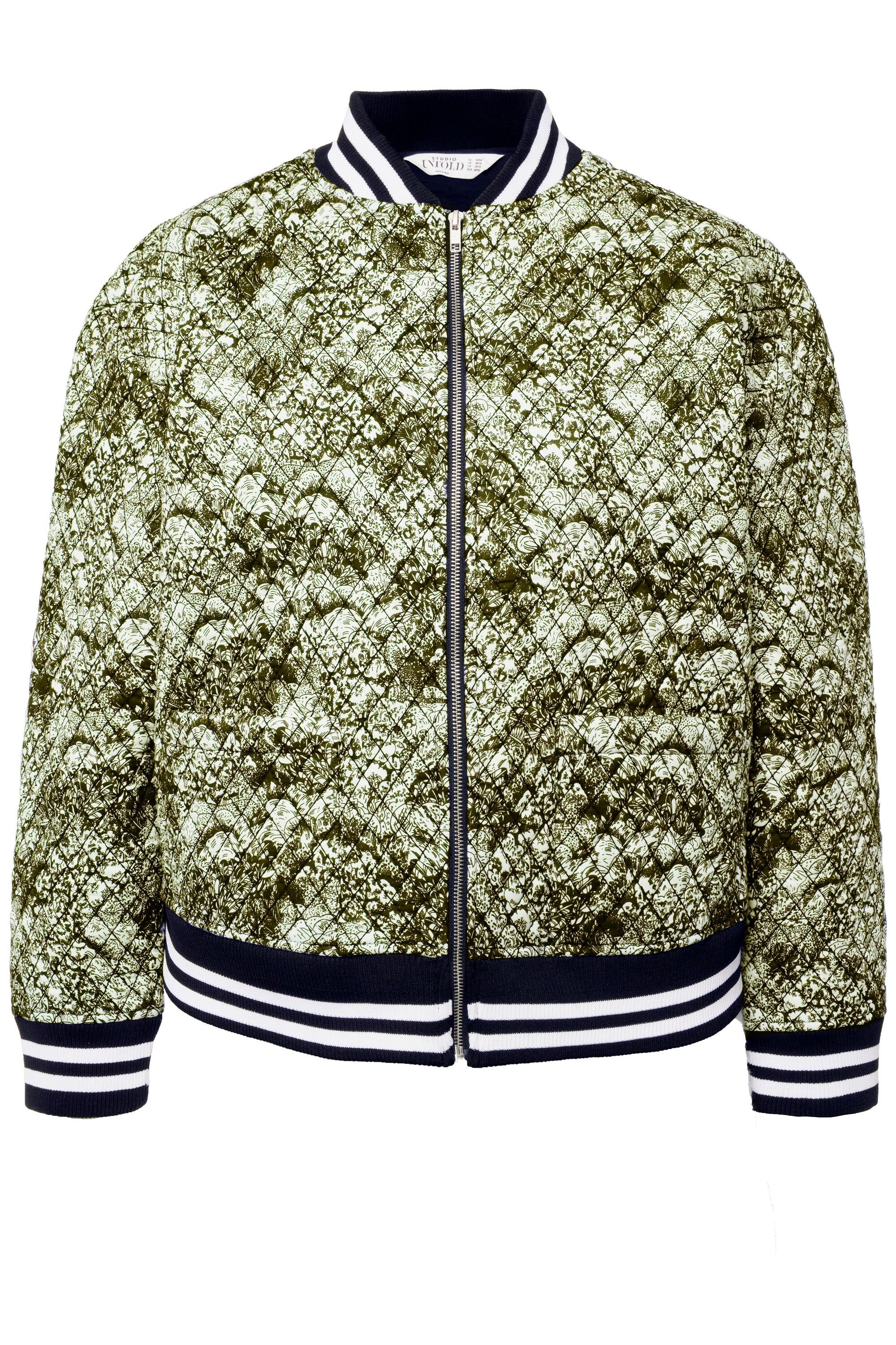 Studio Untold Kurzjacke Blouson Collegekragen Rautenstepp Print