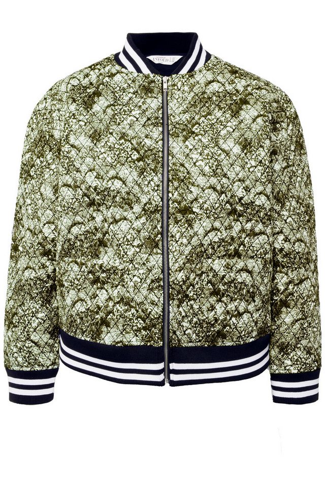 Studio Untold Kurzjacke Blouson Collegekragen Rautenstepp Print