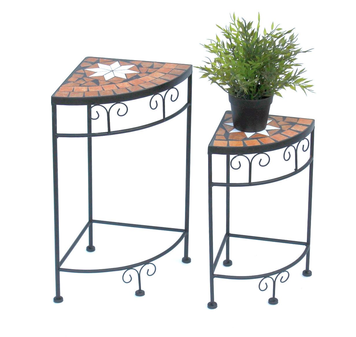DanDiBo Blumenhocker Mosaik Eckregal 2er Set 42 und 52 cm Blumenständer 12013 Beistelltisch