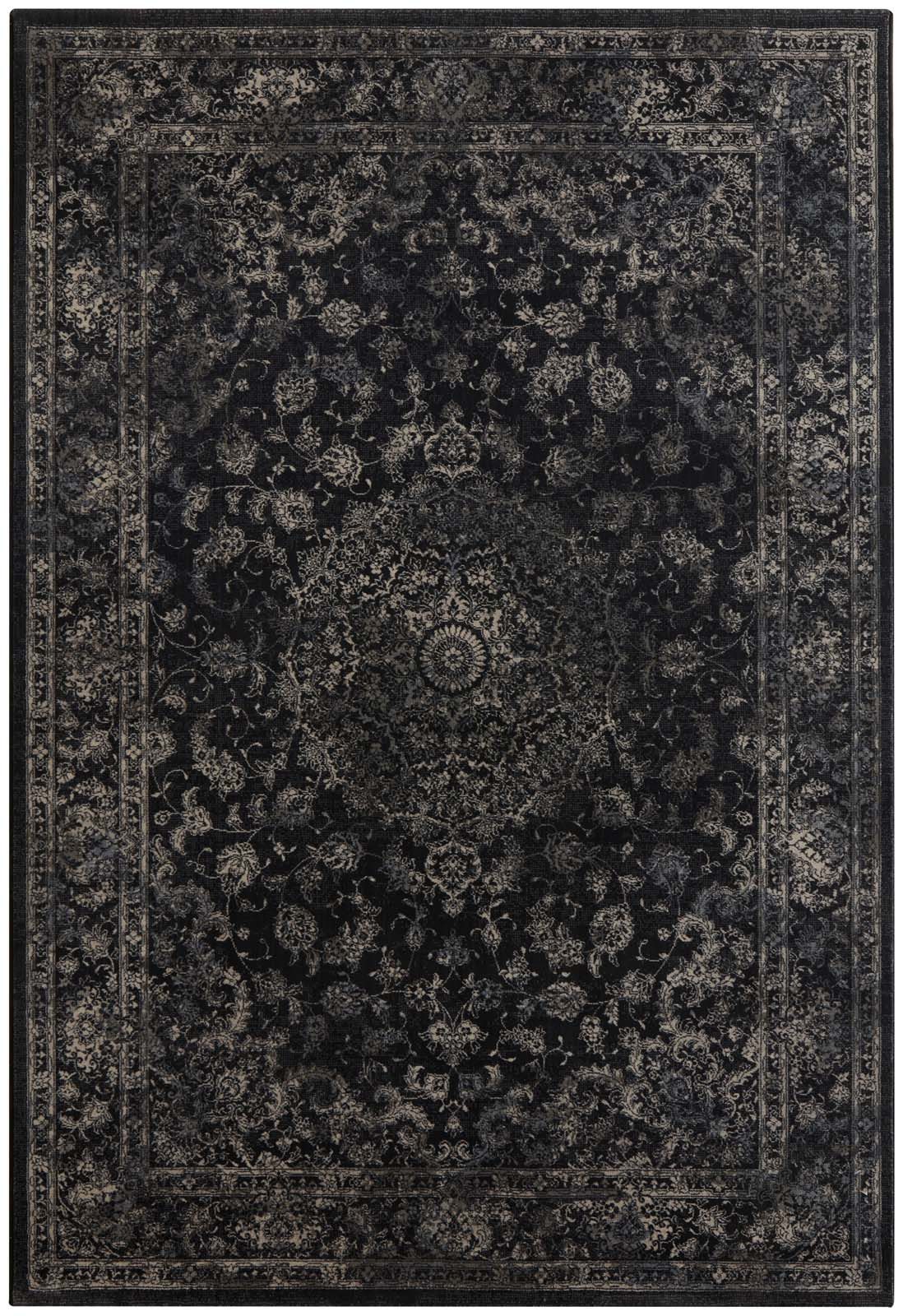 TaCa Home Teppich Vintage Designer Teppich, rechteckig, Höhe: 14 mm, Wohnzimmer Schlafzimmer, anthrazit - 133 x 195 cm