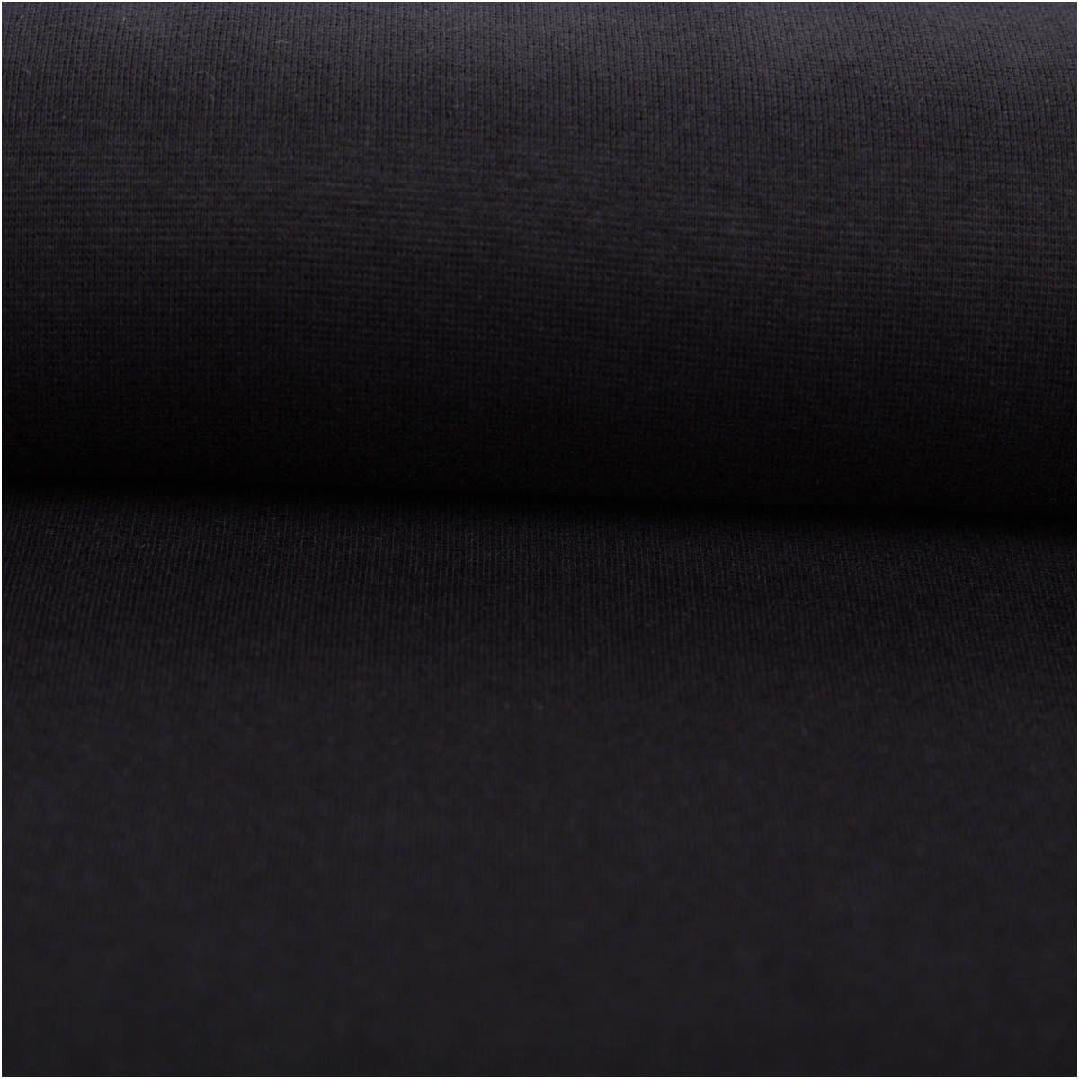 SCHÖNER LEBEN. Stoff Bündchenstoff Meterware Schlauchware fein Schwarz 35cm