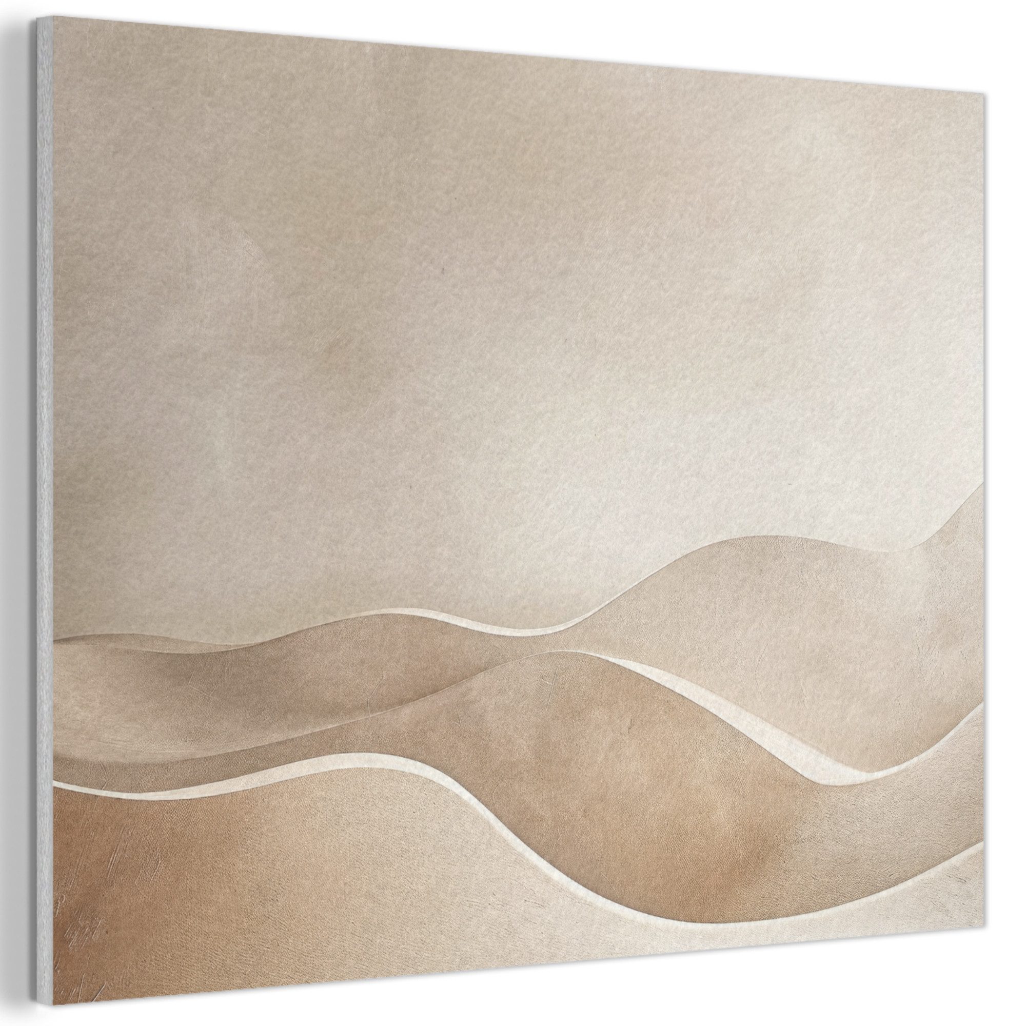 MuchoWow Gemälde Beige - Natur - Abstrakt - Modern, Fotodruck (1 St), Akustikpaneele PET-Filz, Akustikbild, Schalldämmung, Deko 40x30 cm