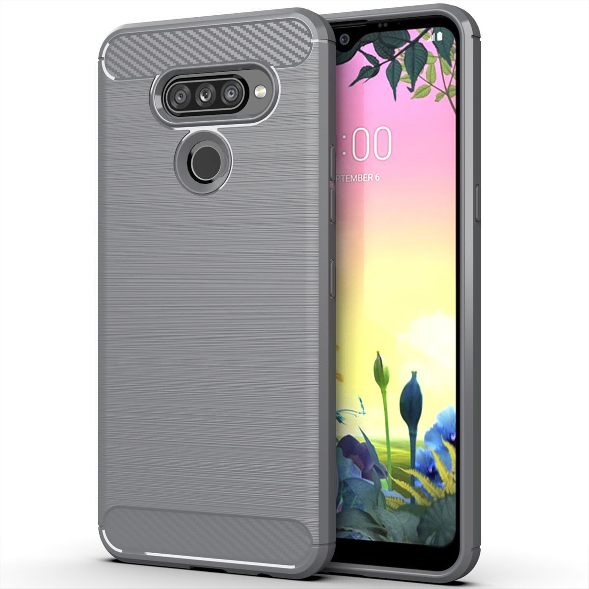 König Design Handyhülle LG K50S, LG K50S Handyhülle Carbon Optik Backcover Grau