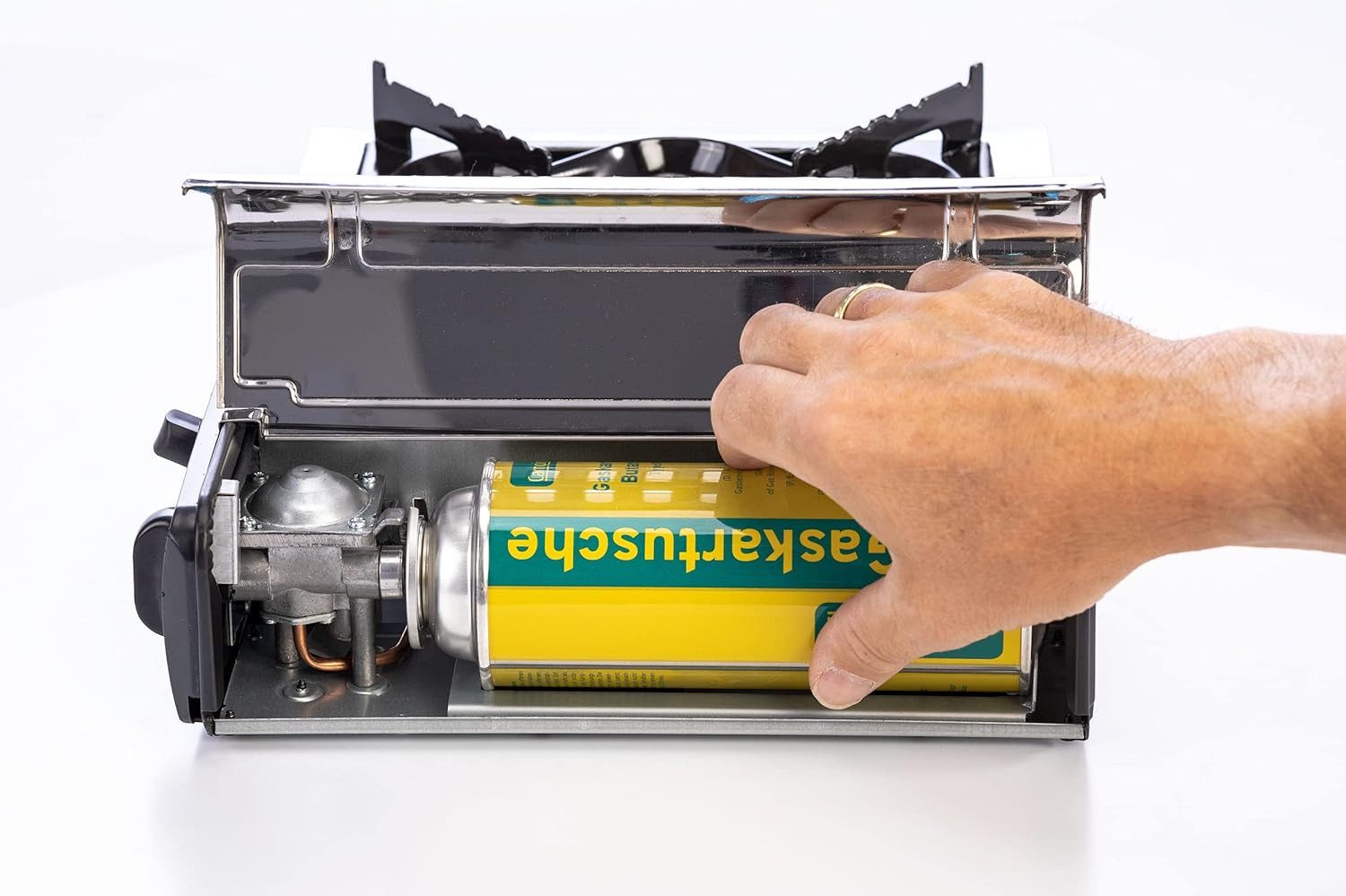 campingmann Gaskartusche gaskartuschen 227g Butan Gas mit Ventil Universal Butangas, 4 St., Brennstoffflaschen Campingas für Gaskocher Gasheizung