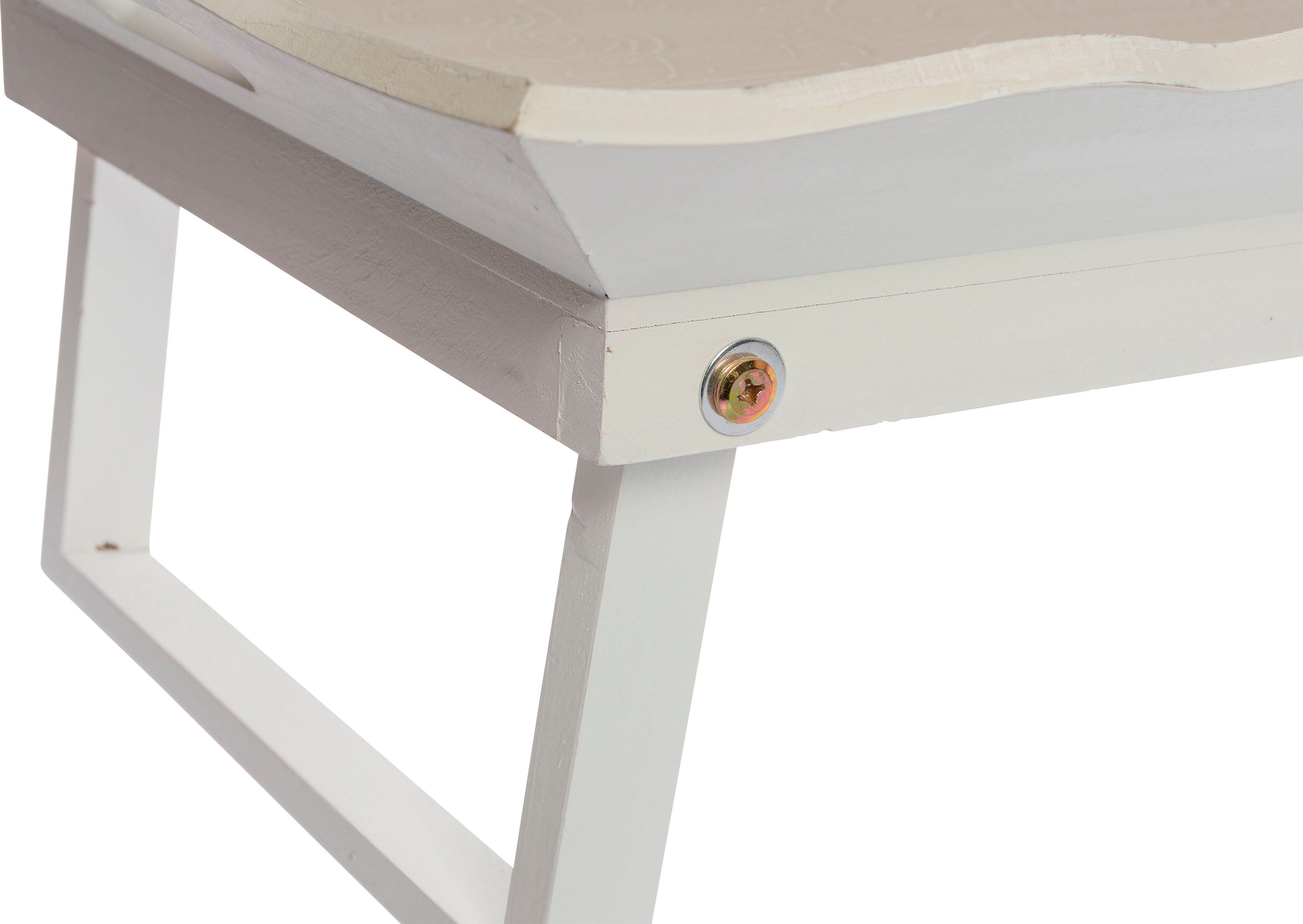 Myflair Möbel & Accessoires Tablett mit Bett-Tablett MDF, Mariella, beige, praktischen Standfüßen