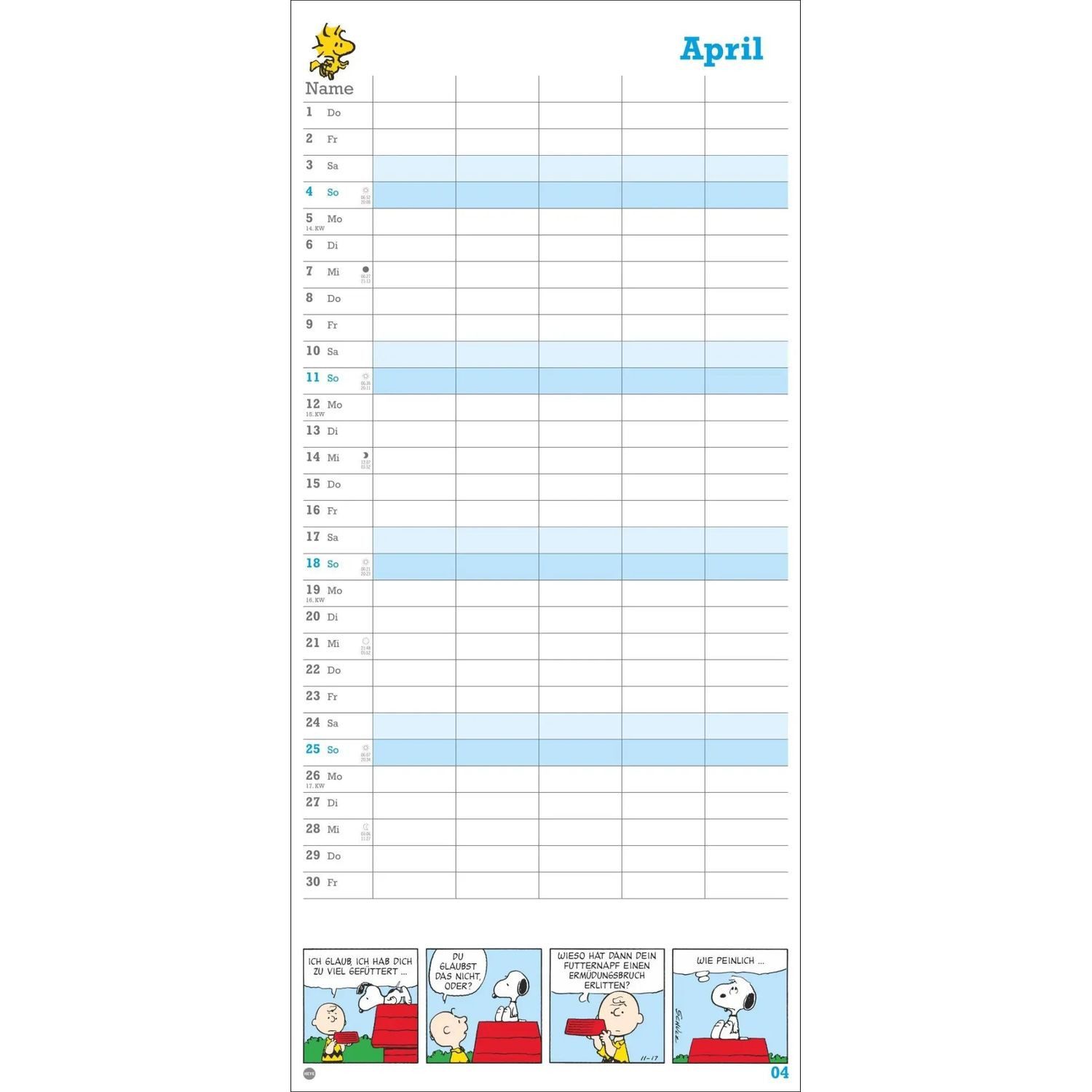 HEYE Wandkalender Peanuts Familienplaner 2027 – Bild 5 von 5