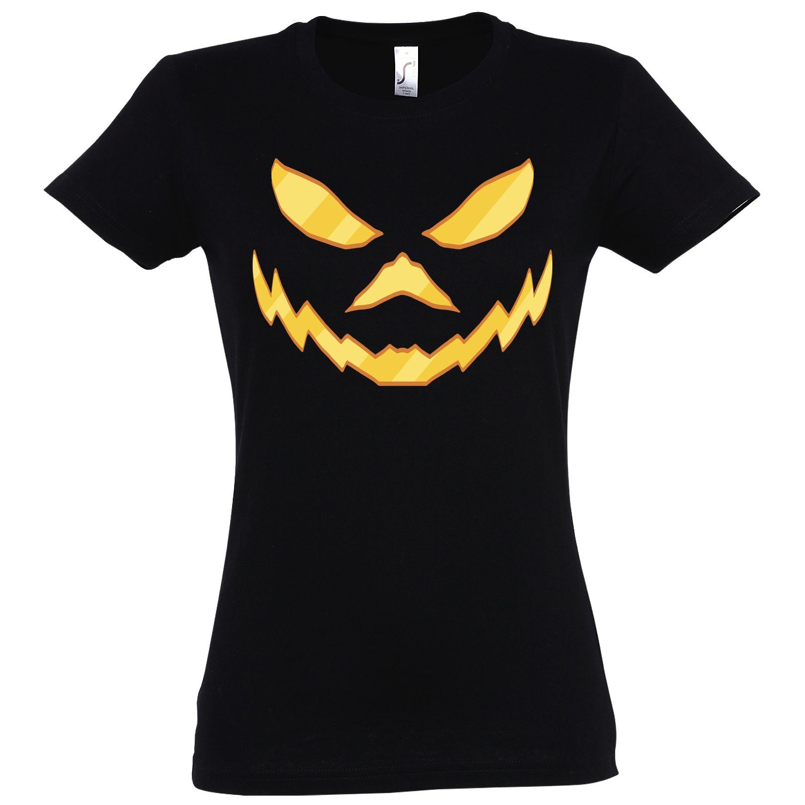 Youth Schwarz Fun-Look Joker Damen Face T-Shirt mit Designz Aufdruck Print-Shirt Horror lustigem Halloween