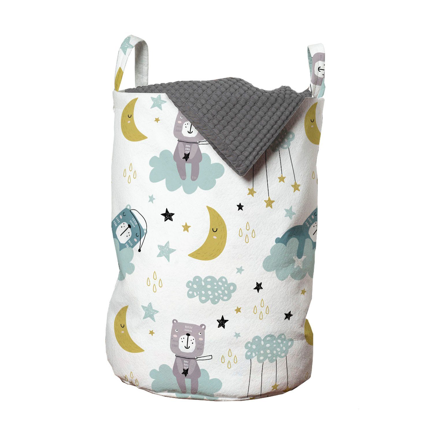 Abakuhaus Wäschesäckchen Wäschekorb mit Griffen Kordelzugverschluss für Waschsalons, Kinder-Gärtnerei Childish Bären Wolken