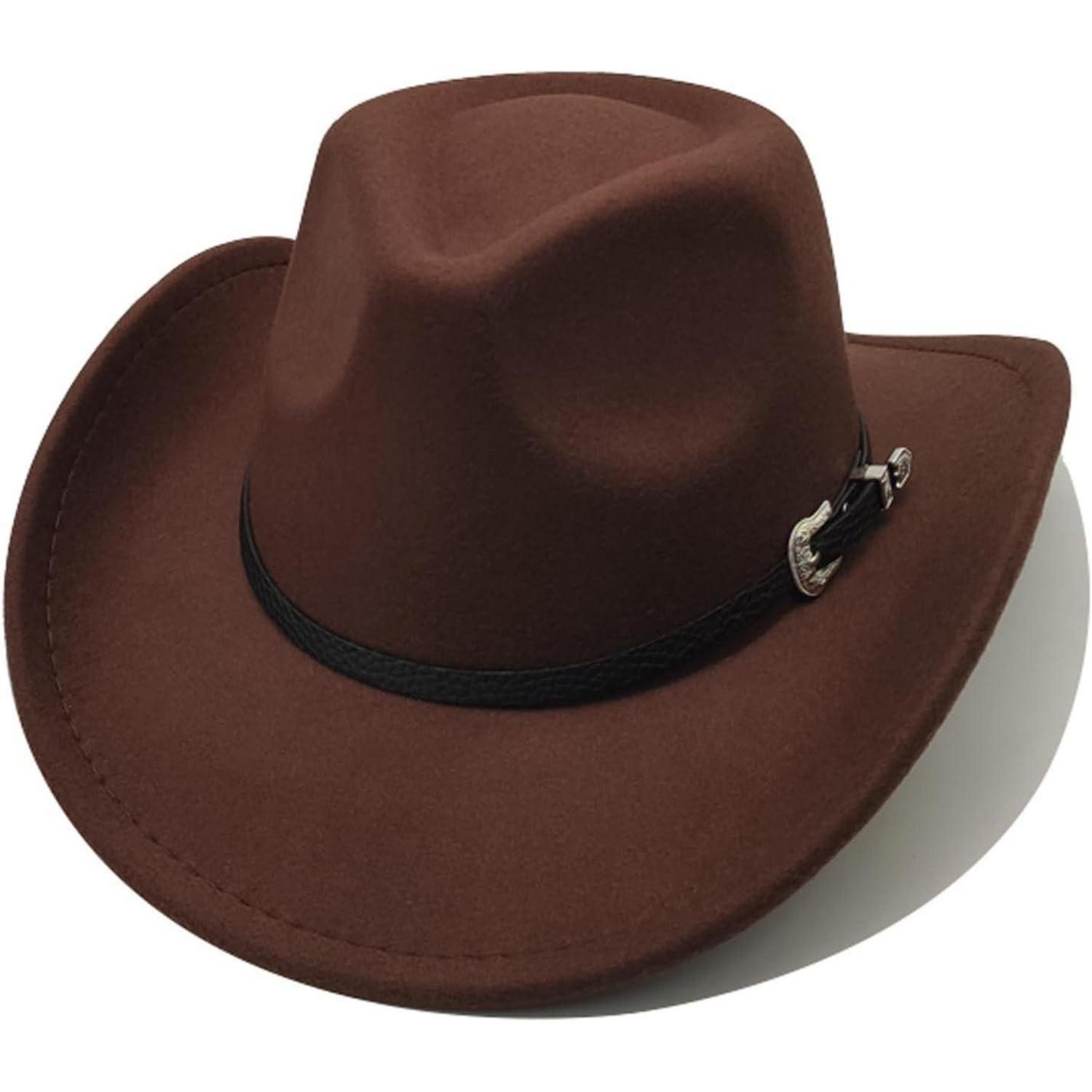 LuxusKollektion Cowboyhut Cowboyhut Westernhut Fedora Damen Herren Krempe Einheitsgröße Braun 1#