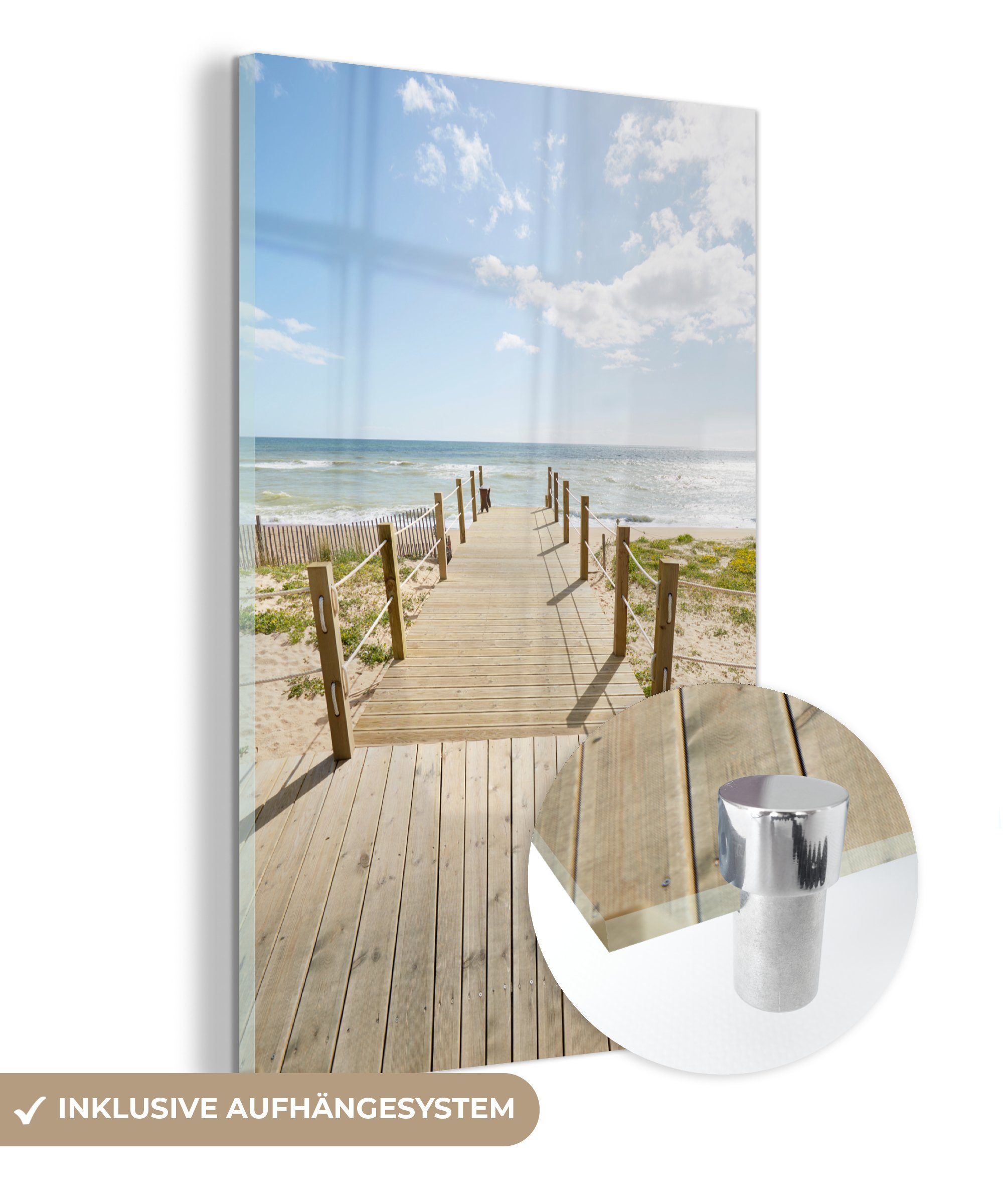 MuchoWow Acrylglasbild Regale - Meer - Sonne, (1 St), Glasbilder - Bilder auf Glas Wandbild - Foto auf Glas - Wanddekoration