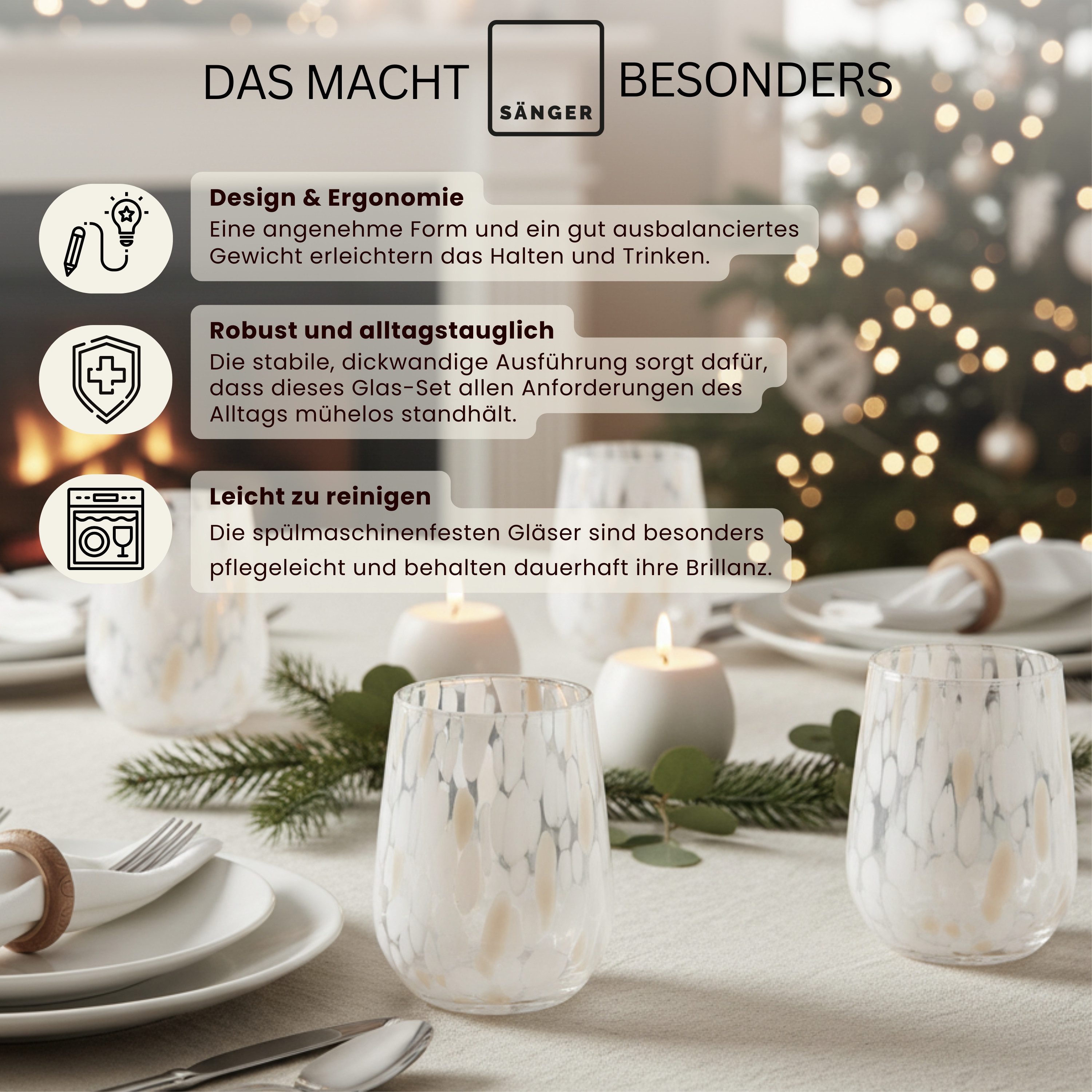 SÄNGER Gläser-Set Curacao, 4-tlg., Glas, 4x Trinkgläser Curacao mit Punkten, Füllmenge 320ml, mehrfarbig