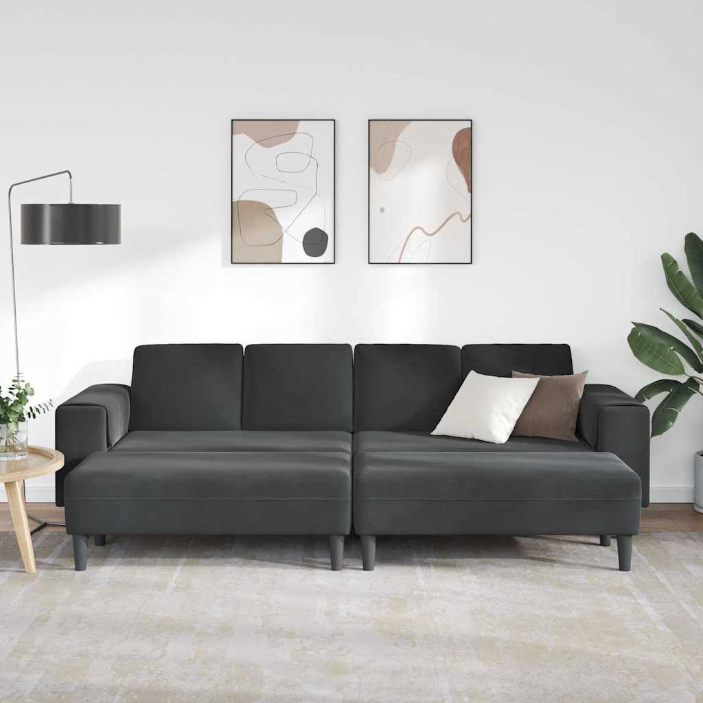 vidaXL Sofa Sofa Set Schwarz Samt, günstig online kaufen
