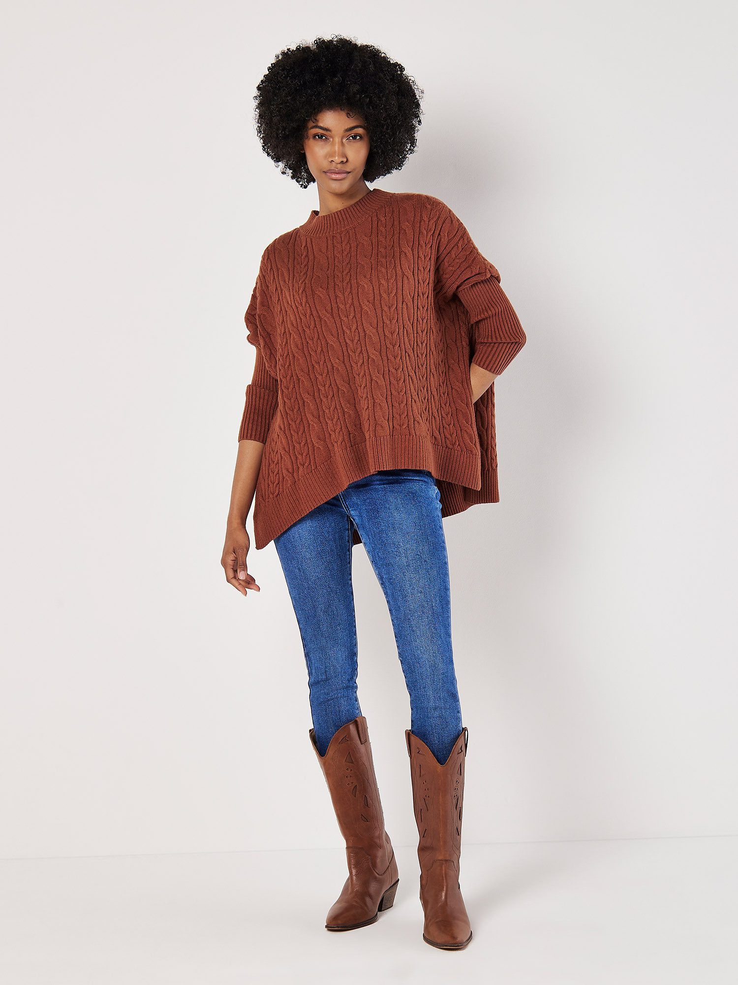 Apricot Rundhalspullover Oversized Pullover (1-tlg) mit Zopfmuster günstig online kaufen