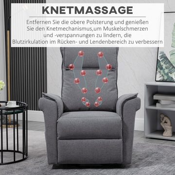 HOMCOM Relaxsessel Aufstehsessel (Set, 1-St., Massagesessel), Massagesessel mit Aufstehhilfe Liegefunktion Grau