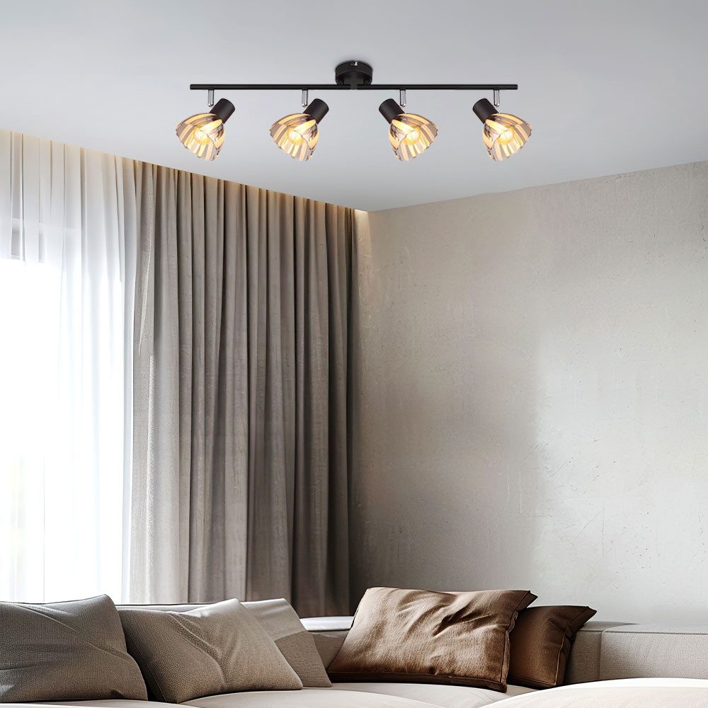 GLOBO LIGHTING Deckenleuchte, Leuchtmittel nicht inklusive, Deckenleuchte Deckenlampe Esszimmerleuchte schwarz 4 flammig