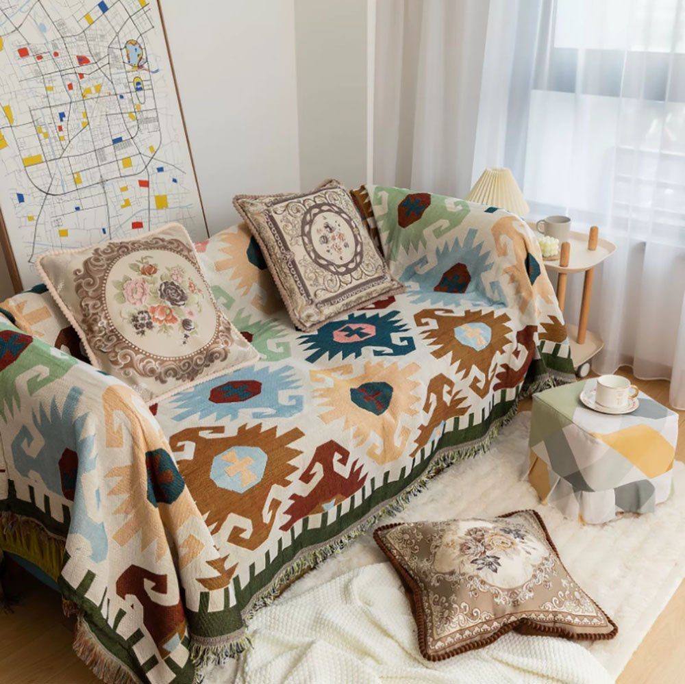 Wohndecke Böhmen-Überwurfdecke Sofa Handtuch multifunktional dekorative Quasten, Aphollod, Kann in Büros, Sofas, Wohnzimmern, Kinderzimmern